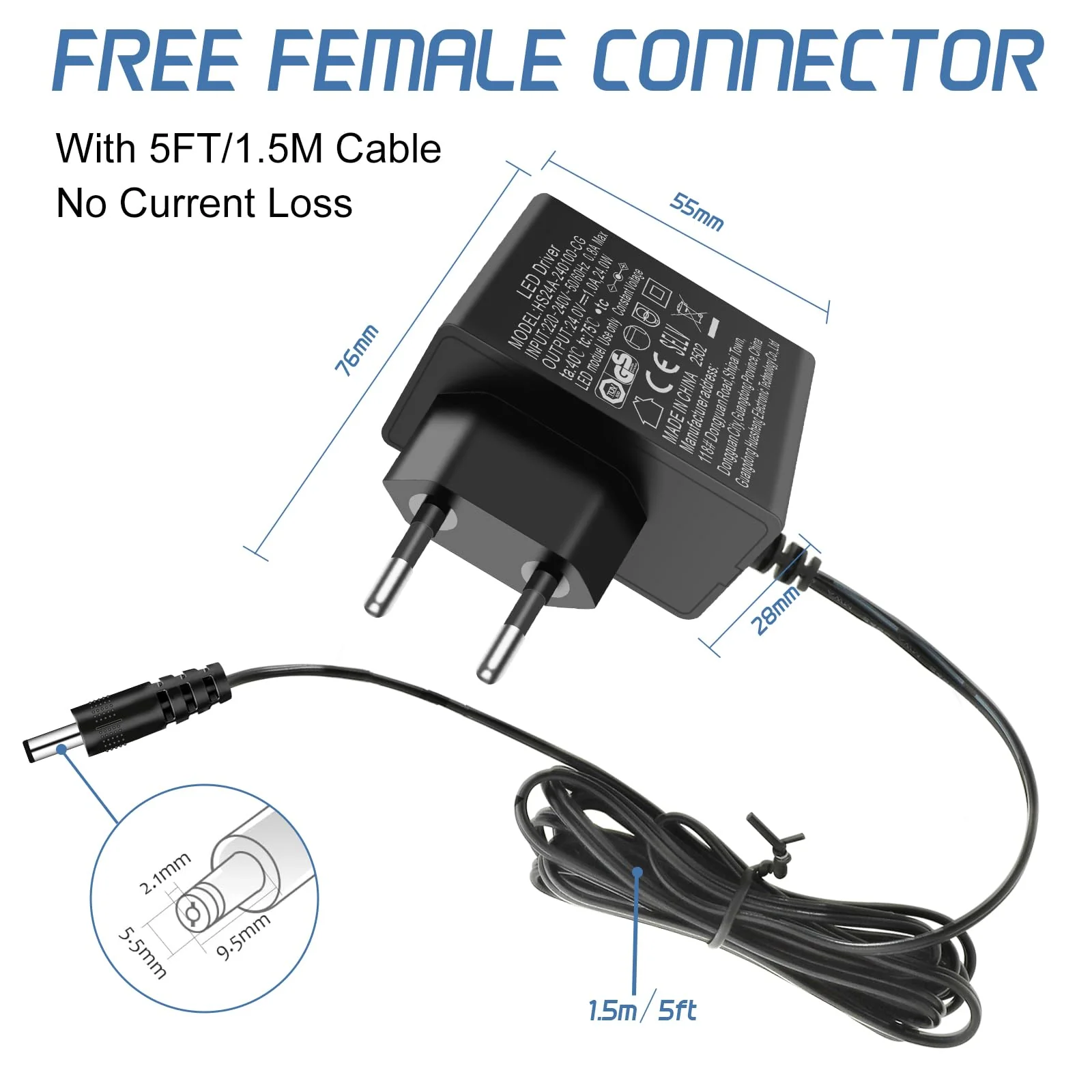 AGOTD 24V 1A Power Supply, Plug Power Supply 24V AC Adapter Input 220-240V 50-60HZ, 24-Volt Power Supply 1A 24W Output, Plug Adapters Converter Inverter Charger Transformer AC/DC Adapter 24 V 1 A - Image 5
