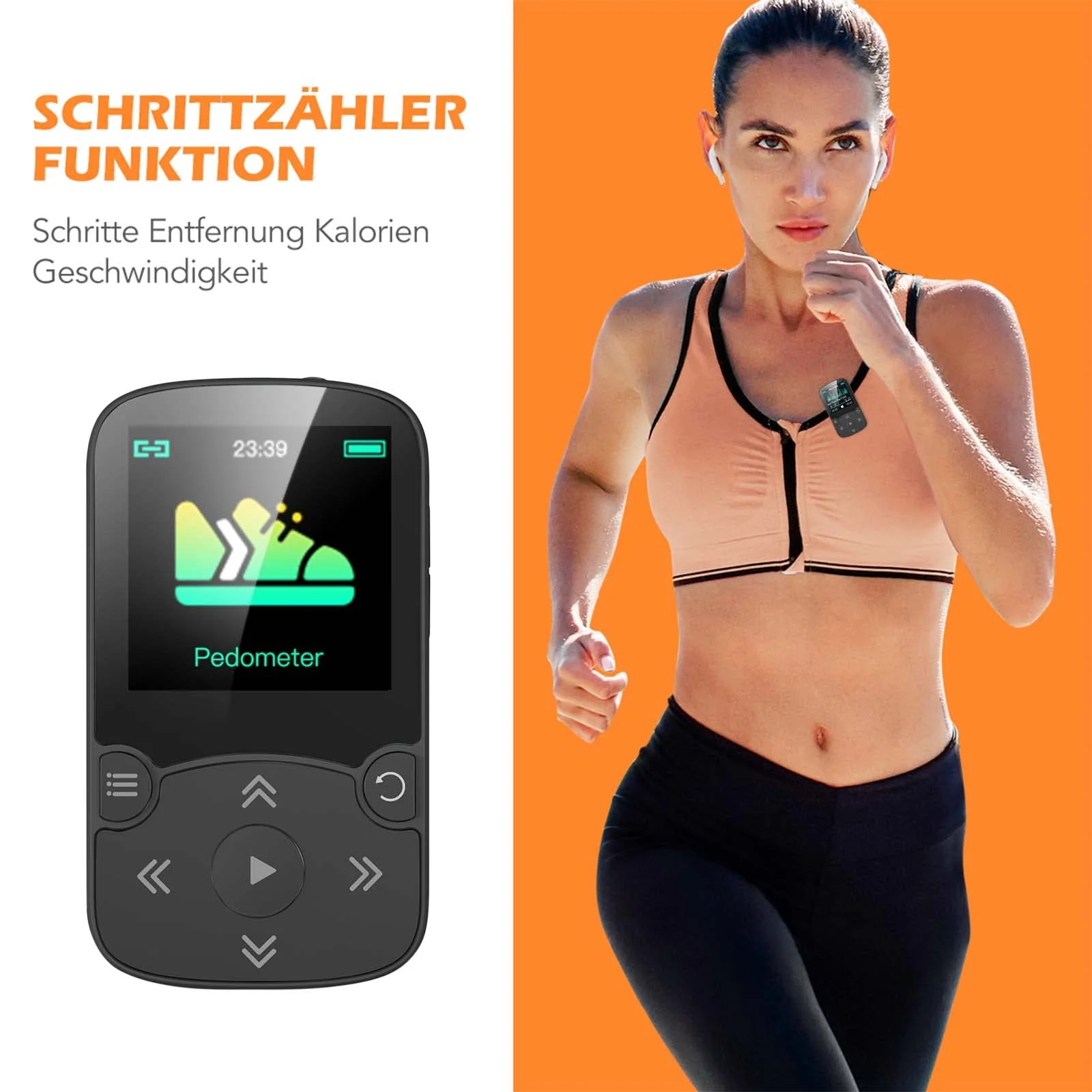 AGPTEK 32GB MP3 Player with Clip, Bluetooth 5.3 Lossless Sound with FM Radio, Voice Recorder for Sport Running, Supports up to 128GB TF Card, Black - Image 5