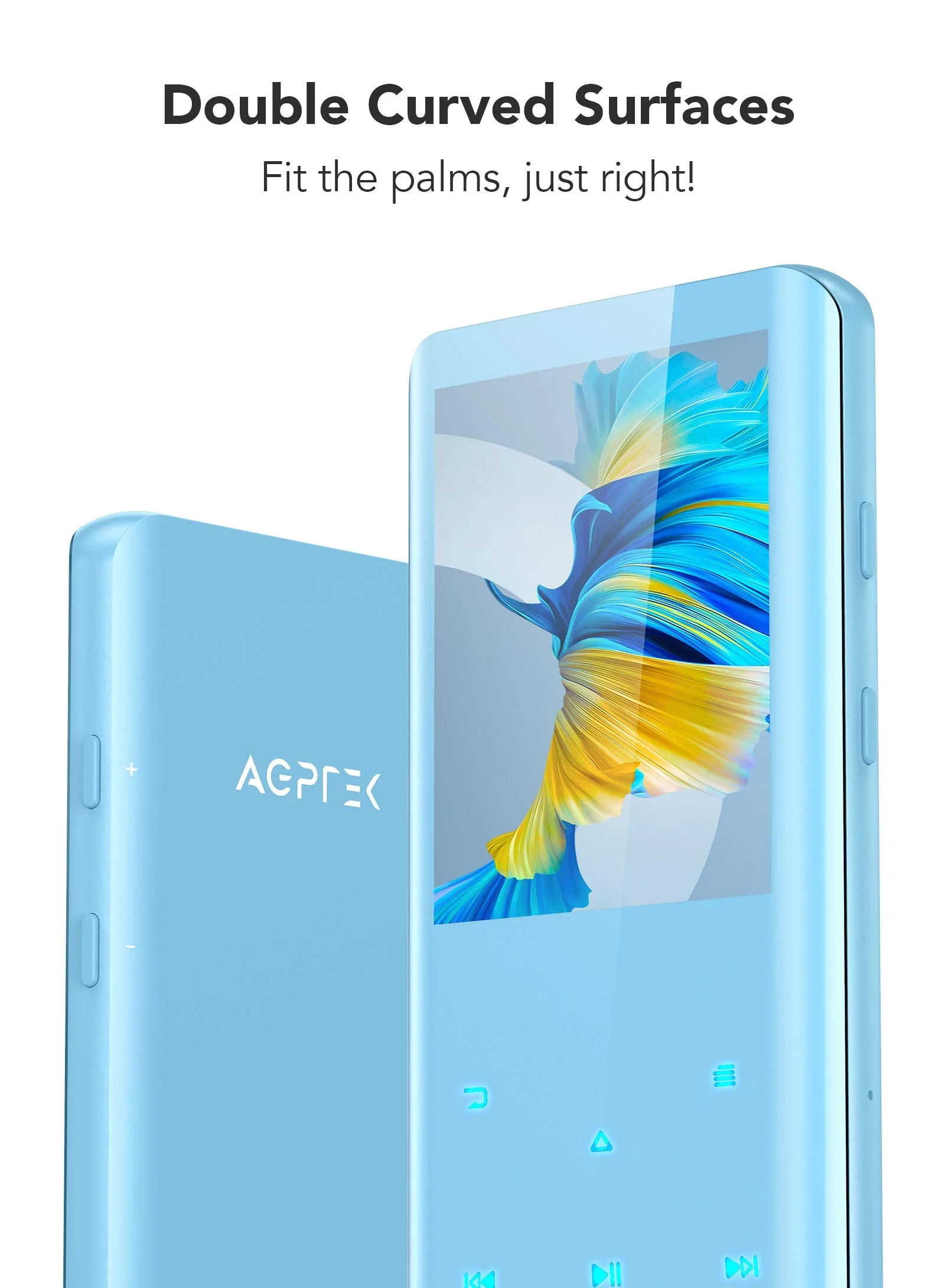 AGPTEK 64GB MP3 Player with Bluetooth 5.3, A19PL 2.4" Curved Screen Portable Music Player with Speaker Lossless Sound with FM Radio, Voice Recorder, Supports up to 128GB, Blue - Image 4