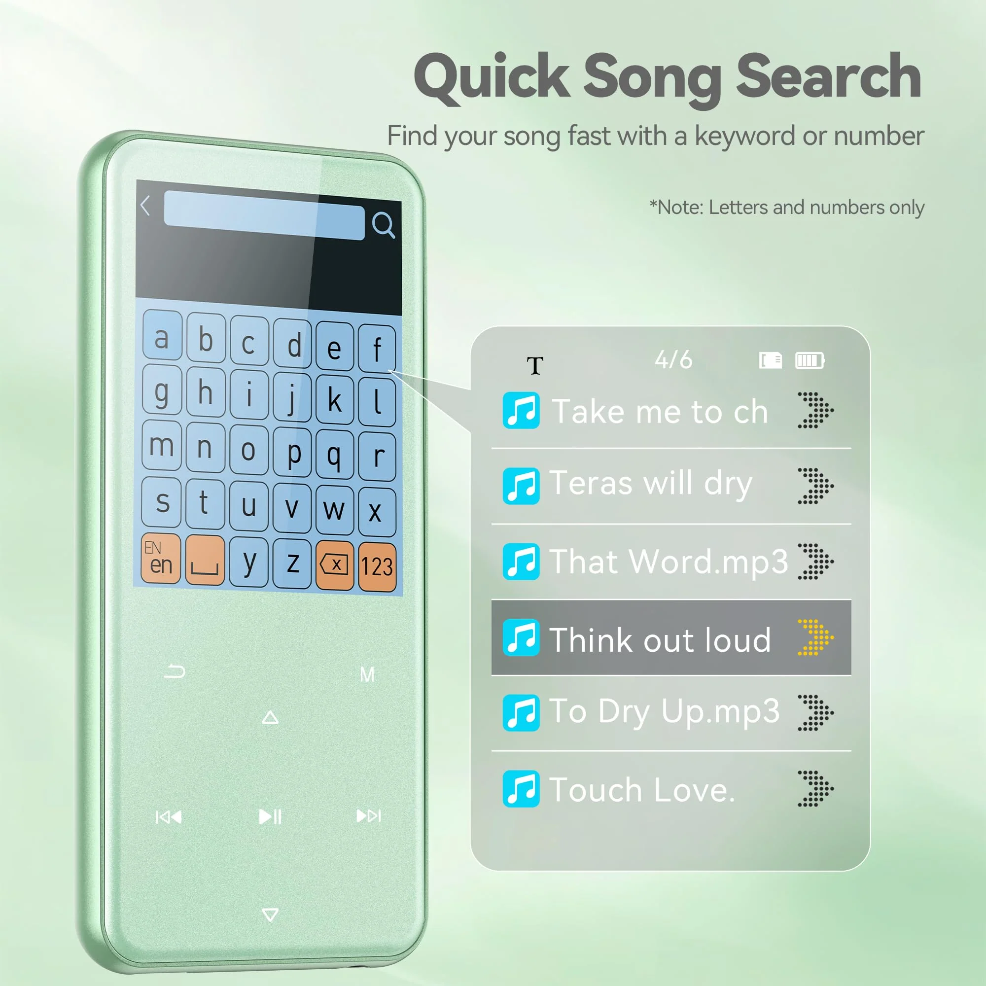 AGPTEK 64GB MP3 Player with Bluetooth, M3 2.4 inch Music Player with Speaker and FM Radio, Touch Buttons, Supports Up to 128GB (Green) Green - Image 9
