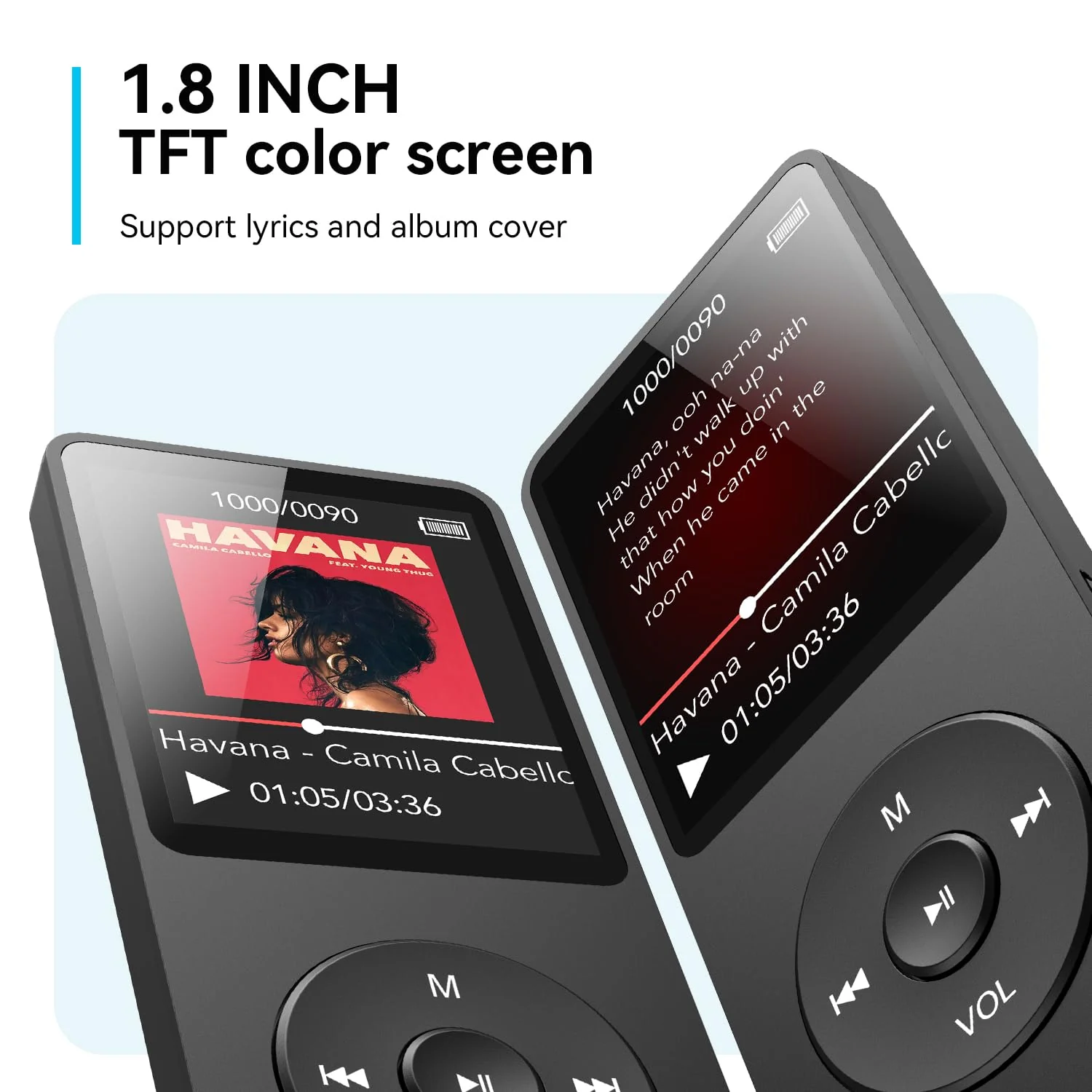 AGPTEK A02 MP3 Player with Bluetooth 5.3, 1.8 inch Screen Portable Music Player with Speaker, FM Radio, Voice Recorder, Supports Expanded Up to 128GB(Black, 32GB) Black - Image 8
