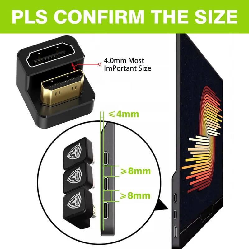 AGVEE 180 Degree Angled USB-C to USB-C Adapter and Long Side Inward U-Shaped Mini HDMI to HDMI Converter, HDMI 2.0 4k@60HZ, Coupler Extender Extension for Portable Display Monitor, Black - Image 4