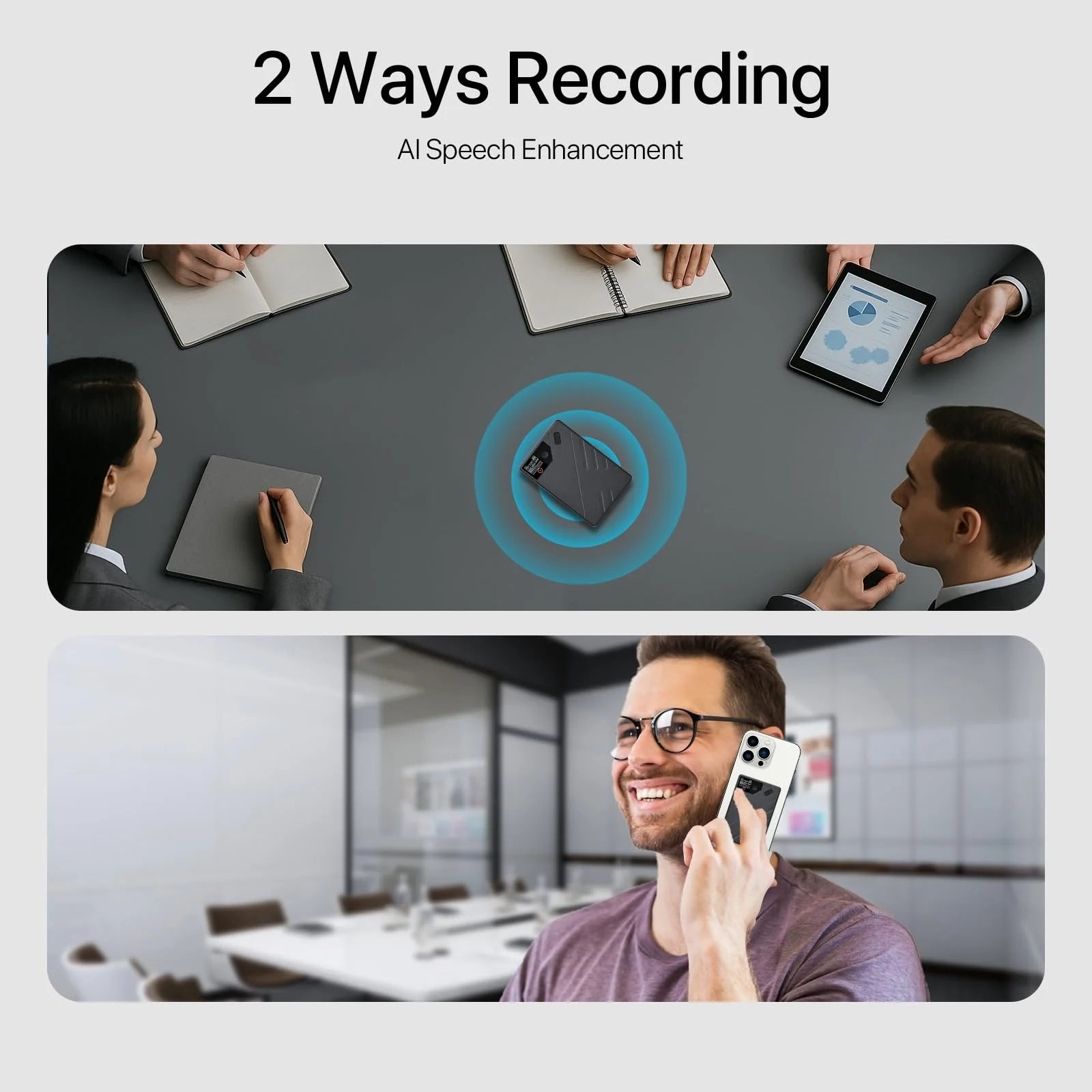 Ai Voice Recorder, Note Voice to Text Recorder W/Magnetic Case, App Control, Transcribe & Summarize with by Chatgpt, Support 112 Languages, 64GB Memory, Audio Recorder for Lectures, Meetings, Calls black - Image 2