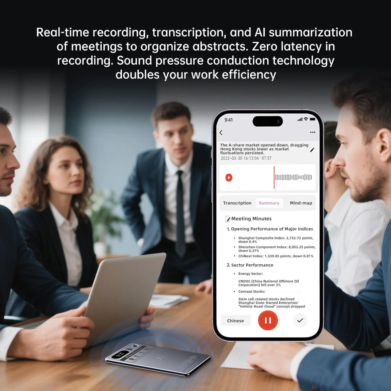 AI Voice Recorder with App Control, Advanced AI Transcribe & Summarize with 64GB Memory, Note Voice Recorder, Audio Recorder for Meetings, Lectures, Interviews, Supports 118 Languages, Grey - Image 3