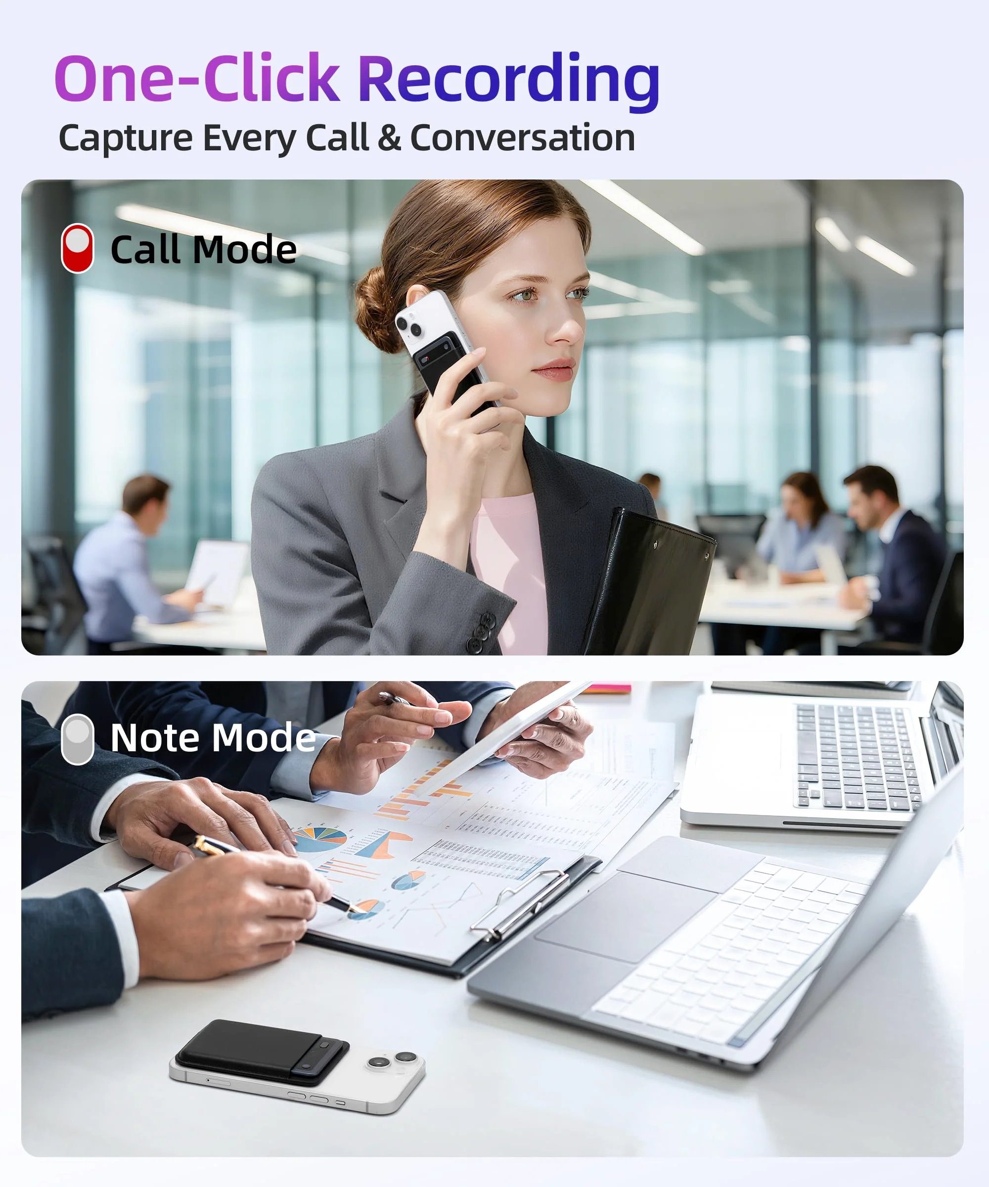 AI Voice Recorder with App Control, Noise Reduction, Transcribe & Summarize with AI Technology, Note-Taking Device Supporting 104 Languages, 64GB Digital Audio Recorder for Meetings and Calls – Gray - Image 3