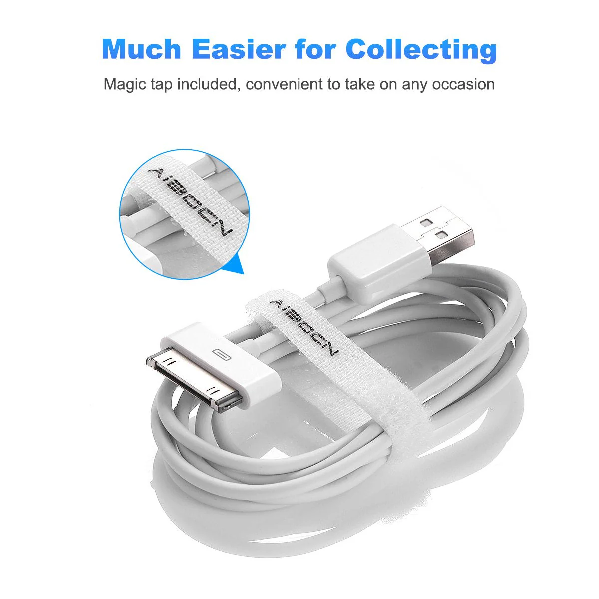 Aibocn MFi Certified 30 Pin Sync and Charge Dock Cable for iPhone 4 4S / iPad 1 2 3 / iPod Nano/iPod Touch - White 4 FT Old Packaging - Image 3