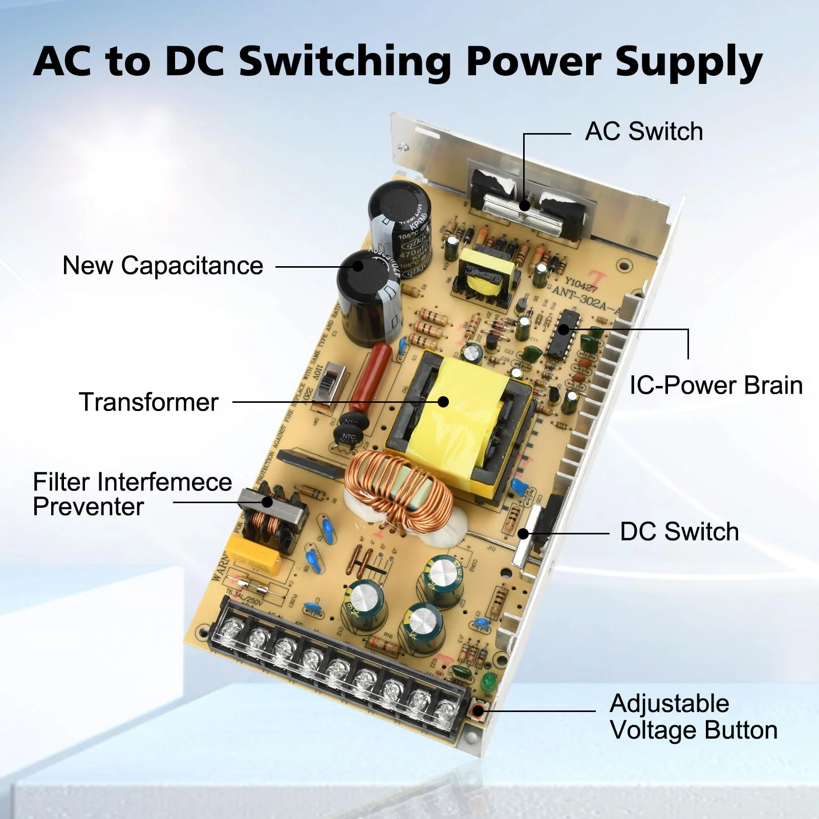 Aideepen 12 V Power Supply, 240 W 20 A LED Power Supply Adapter, LED Transformer 12 V for LED Strips, AC 110-265 V to DC 12 V 20 A 240 W Switching Power Supply 110-265V to 12V 20A - Image 5