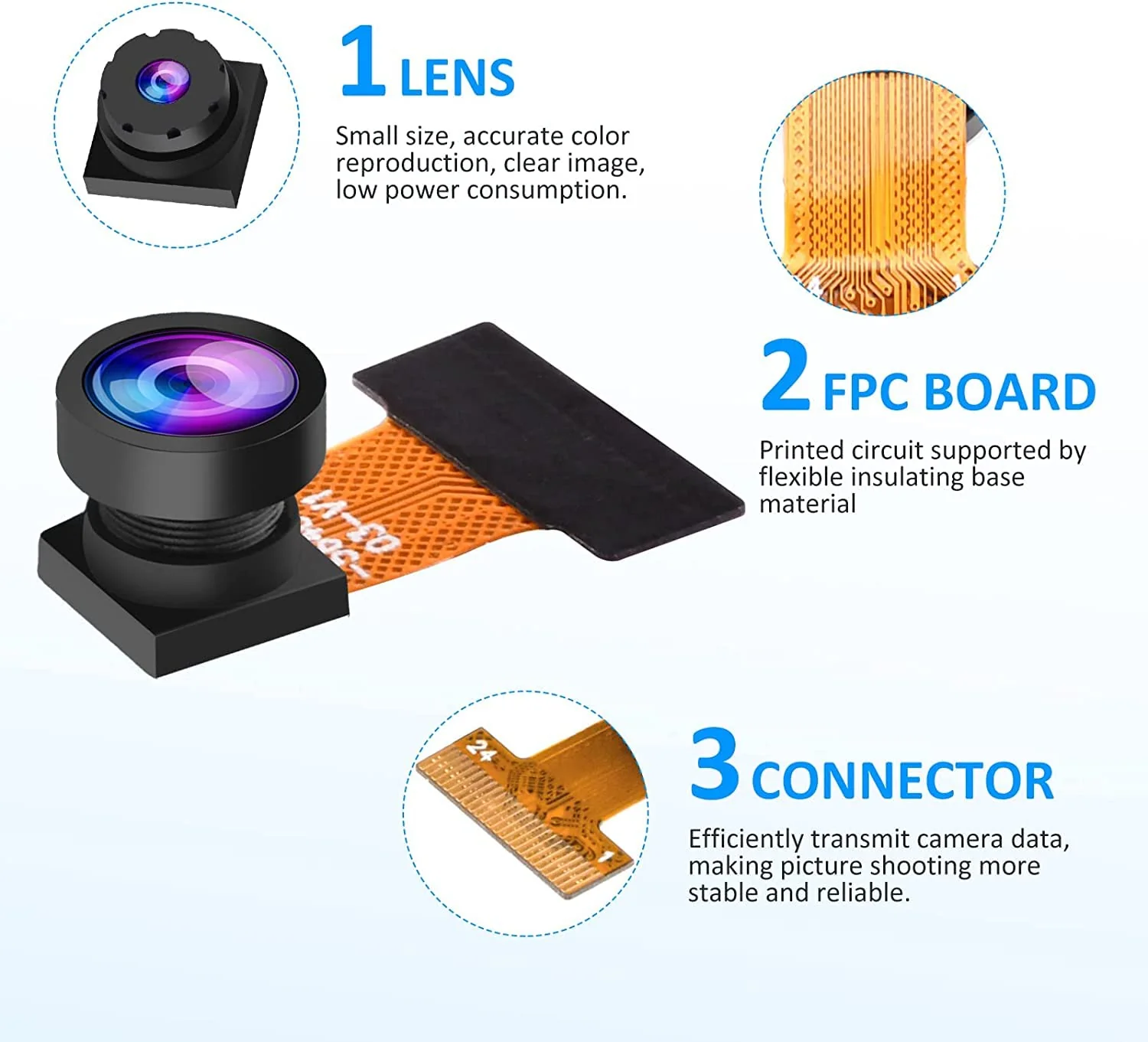 Aideepen OV5640 Camera Module 160° Wide Angle Lens 5 Megapixel Lens for ESP32 CAM 160°-5 million - Image 2
