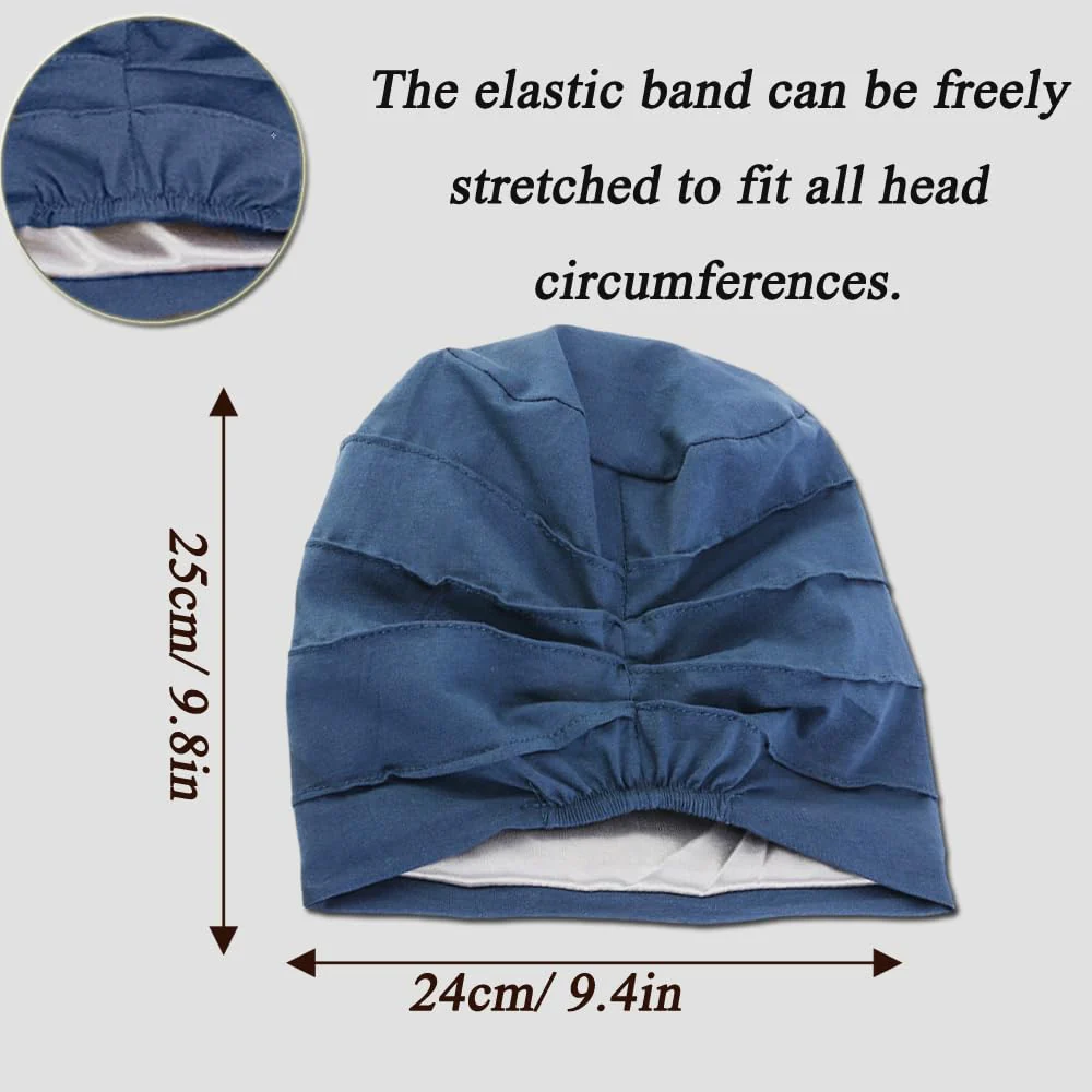 AIDIER Chemo Turban Hat for Women - Summer Cotton Headpiece - Slouchy Head Wrap Sleep Cap - Soft Turban for Cancer and Hair Loss Unit size blue - Image 4