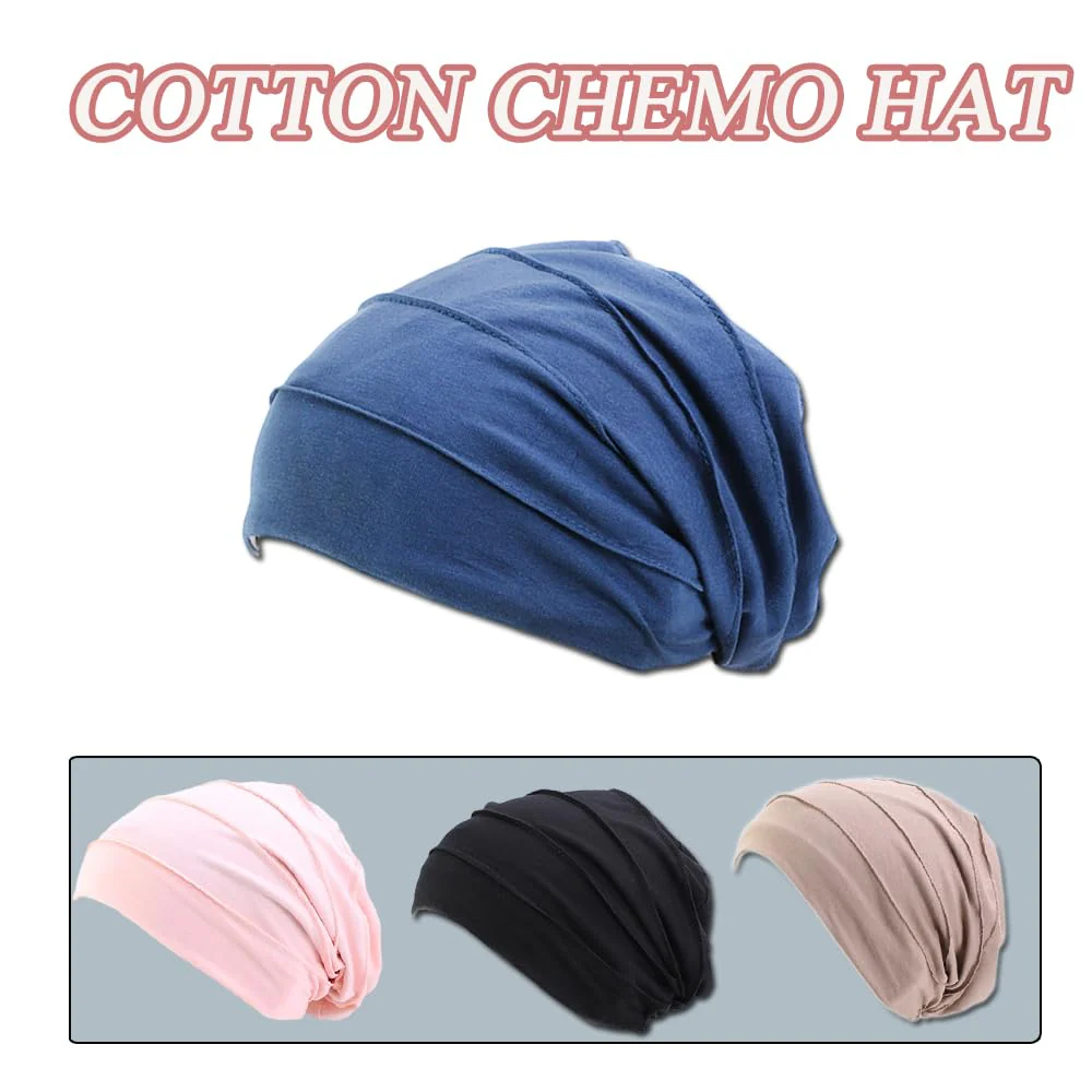 AIDIER Chemo Turban Hat for Women - Summer Cotton Headpiece - Slouchy Head Wrap Sleep Cap - Soft Turban for Cancer and Hair Loss Unit size blue - Image 5
