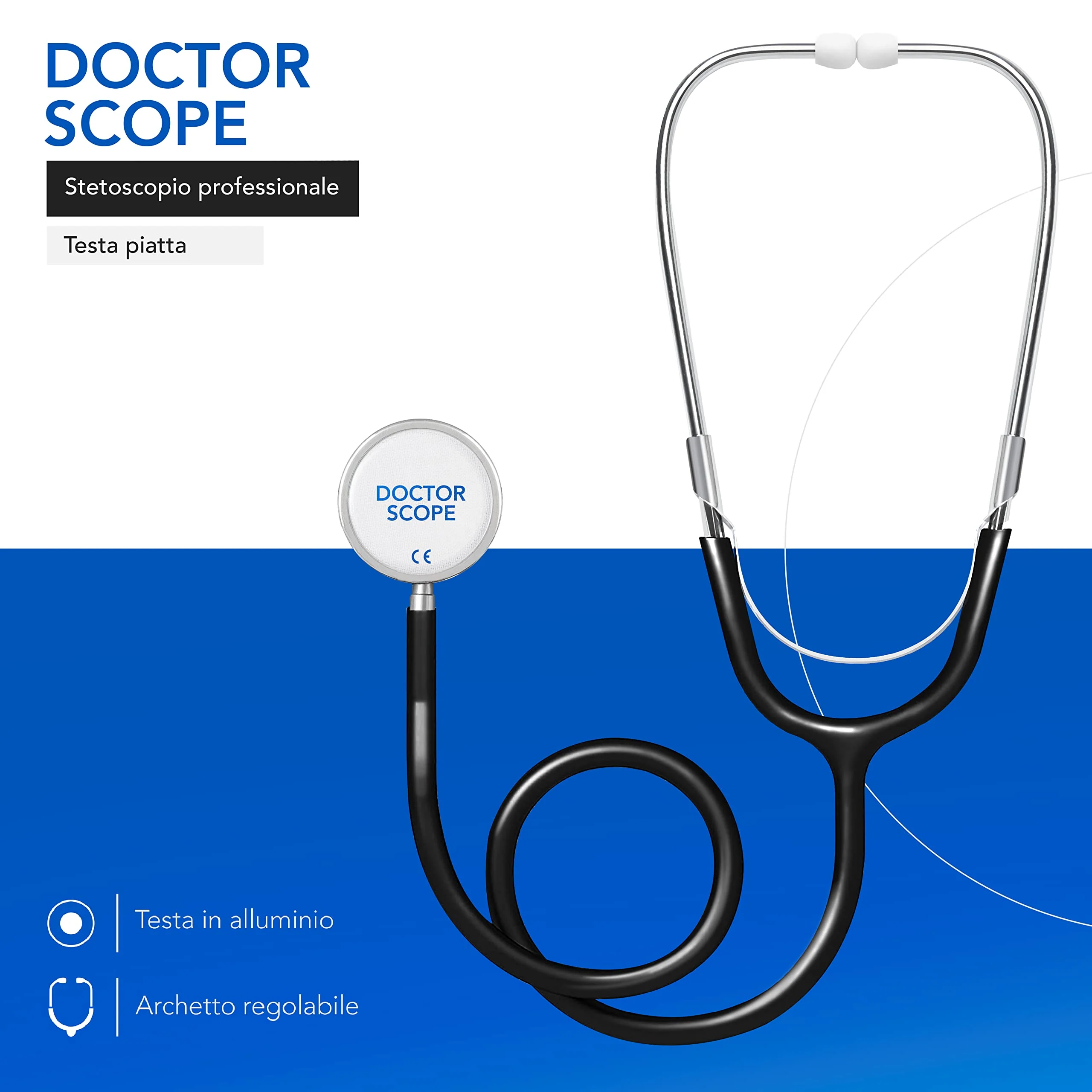 AIESI® Flat Head Stethoscope Professional for Adults in Black Colour Doctor Scope - Image 2