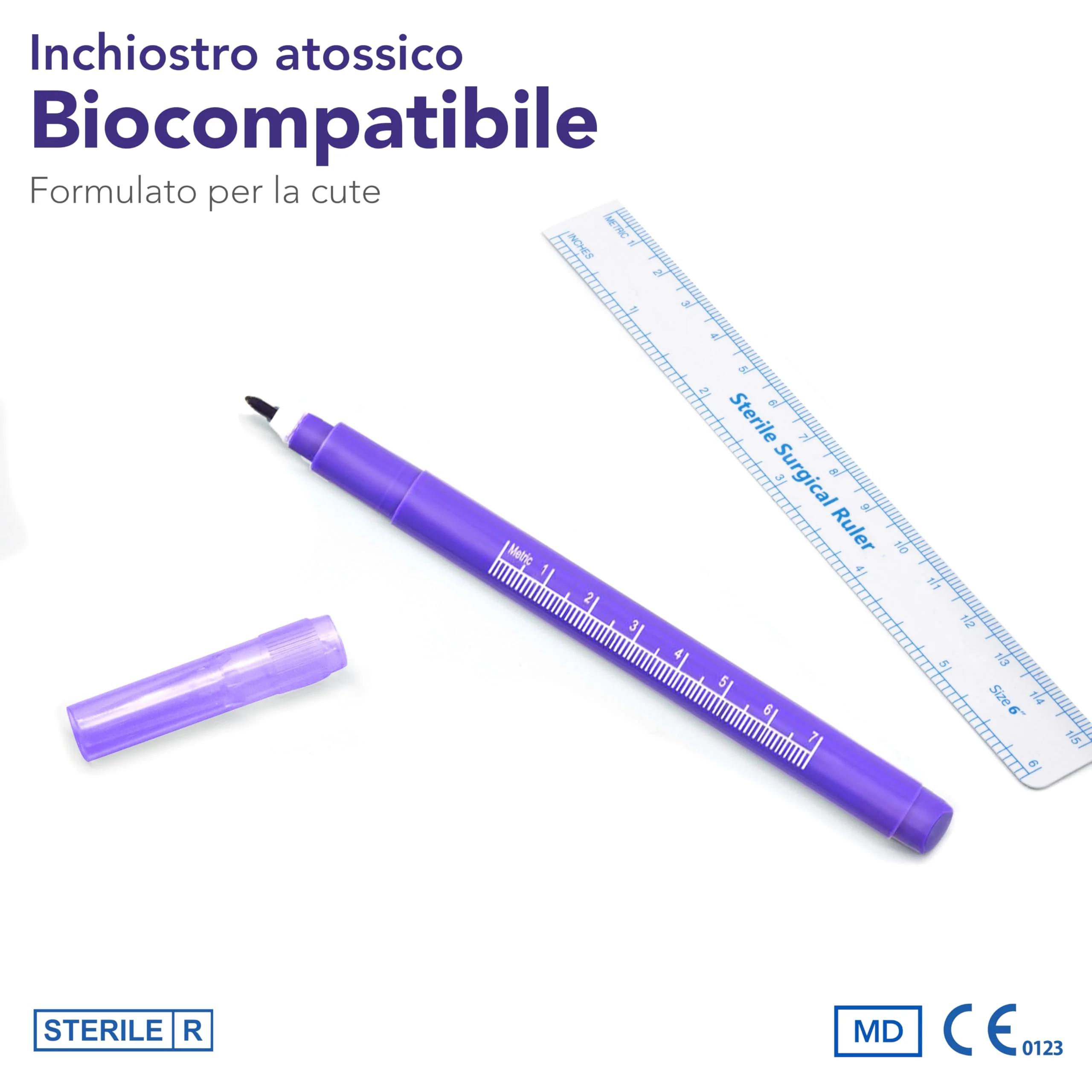 AIESI® Hospimark Dermography Pen for Skin with Standard Tip with Ruler (Pack of 10) - Image 2