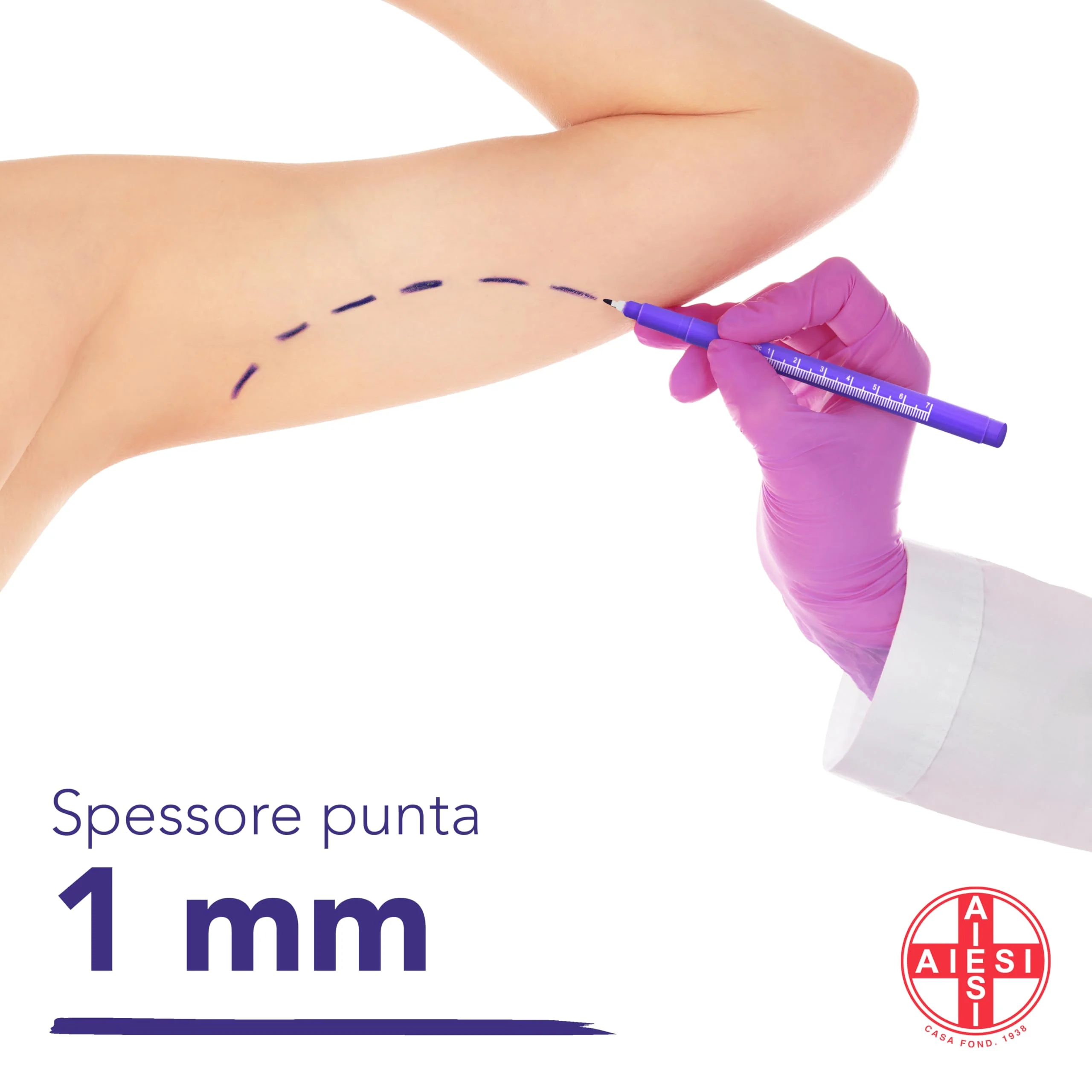 AIESI® Hospimark Dermography Pen for Skin with Standard Tip with Ruler (Pack of 10) - Image 4