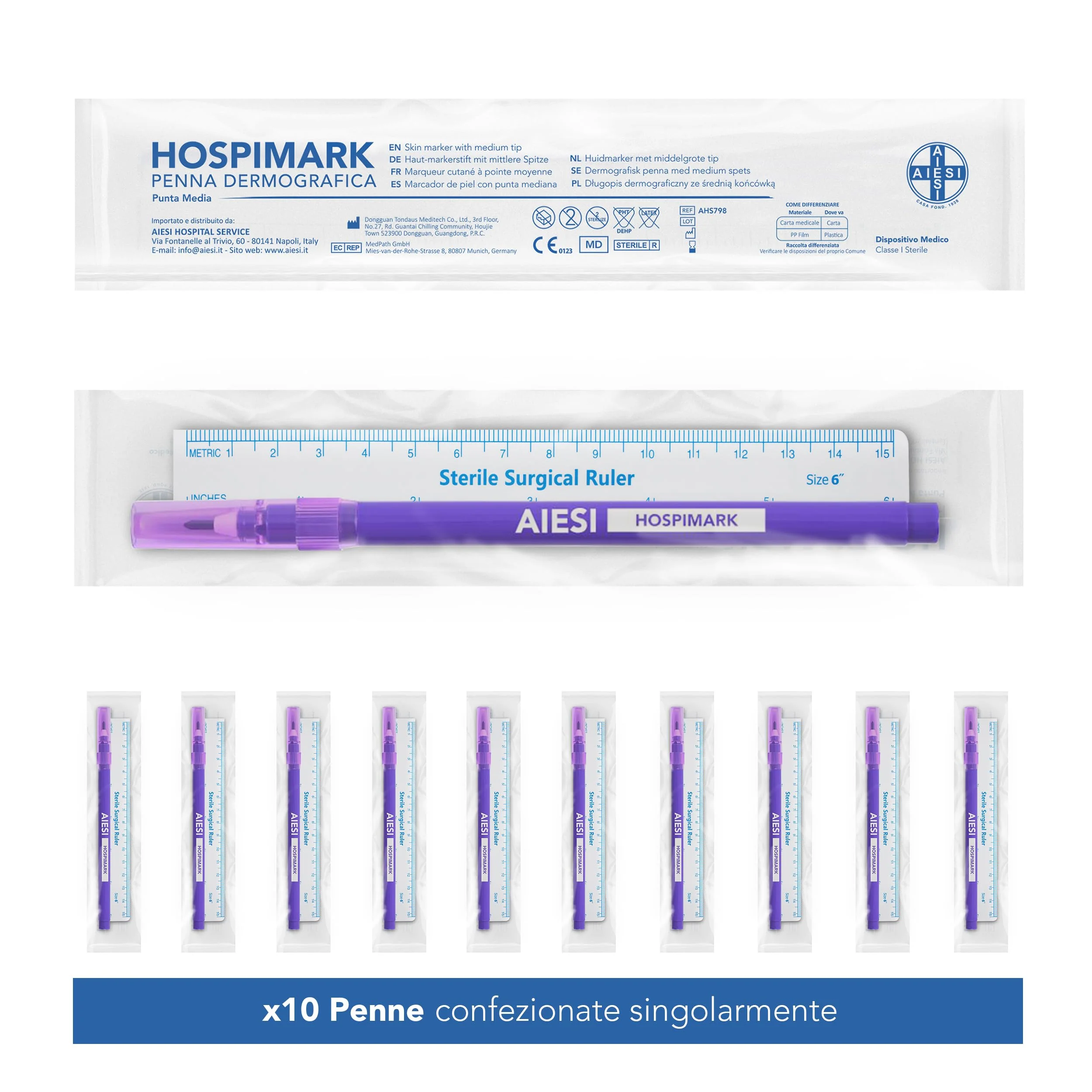 AIESI® Hospimark Dermography Pen for Skin with Standard Tip with Ruler (Pack of 10) - Image 7