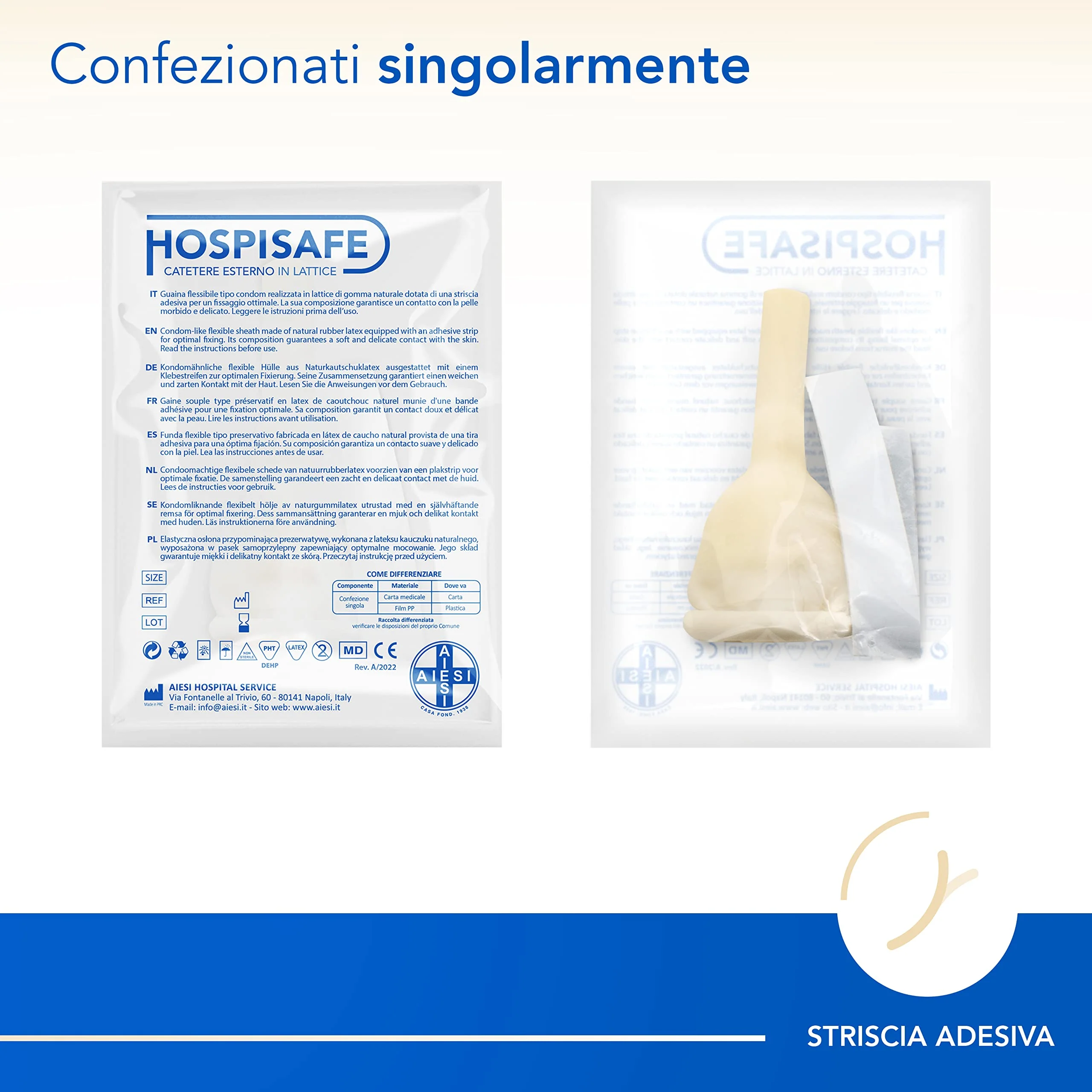 AIESI® HOSPISAFE External Latex Catheter for Men with Adhesive Strips Diameter 25 mm Individually Packed (Pack of 50) durchmesser 25 mm - Image 3