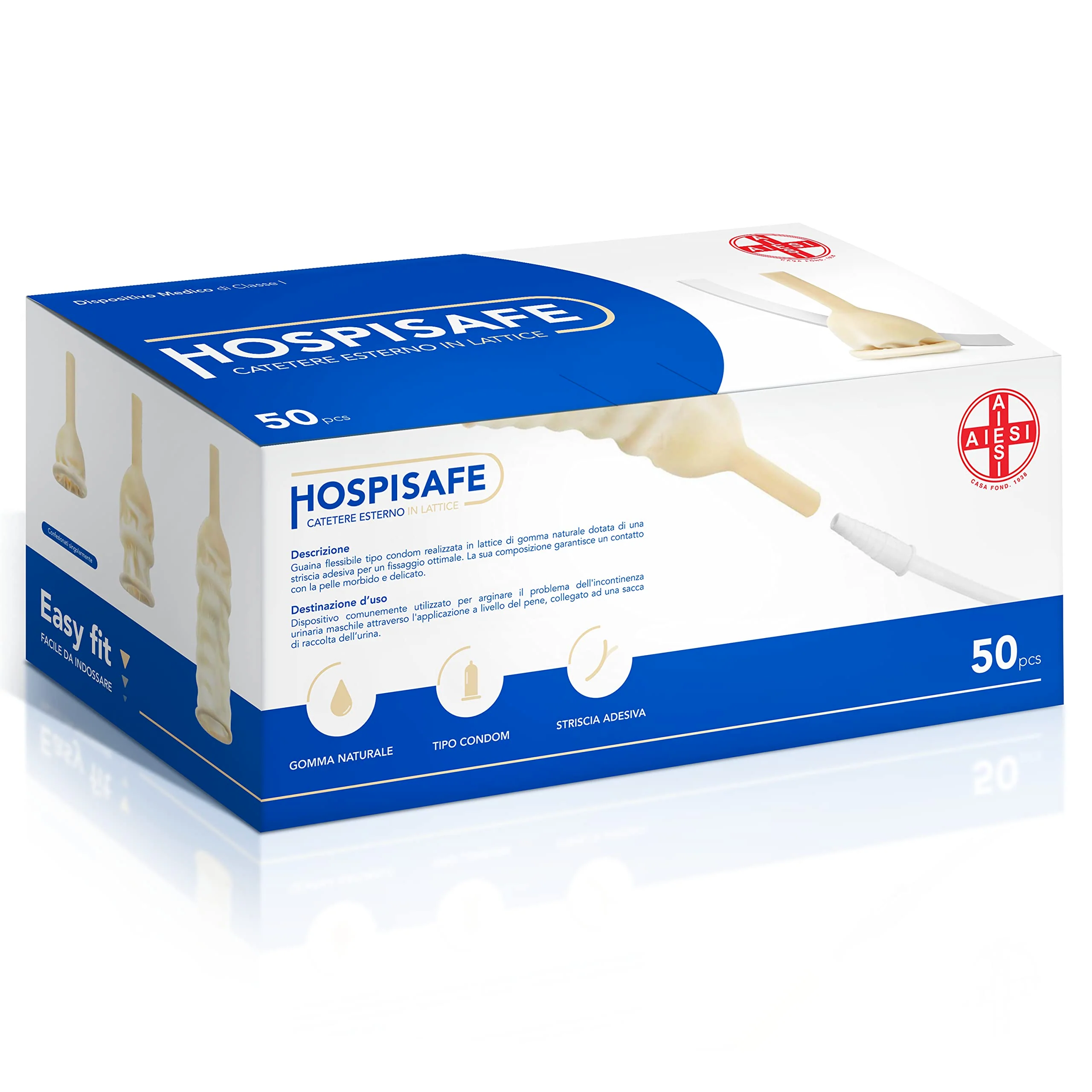 AIESI® HOSPISAFE External Latex Catheter for Men with Adhesive Strips Diameter 25 mm Individually Packed (Pack of 50) durchmesser 25 mm - Image 6