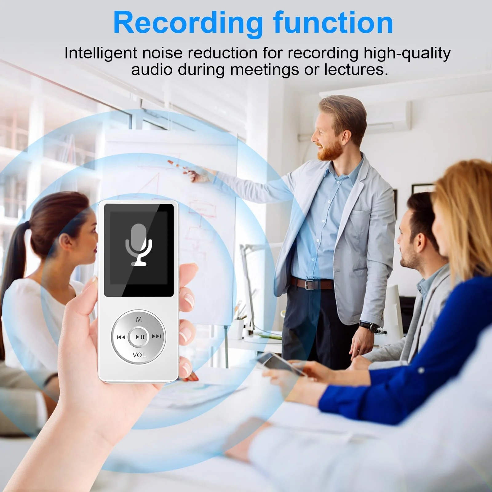 Aigital MP3 Player with Bluetooth and 32GB TF Card, HiFi Music Player with Built-in Speaker and Earphones, Multifunctional MP3 Players with FM/Recording/E-Book/Video,Silver White - Image 8