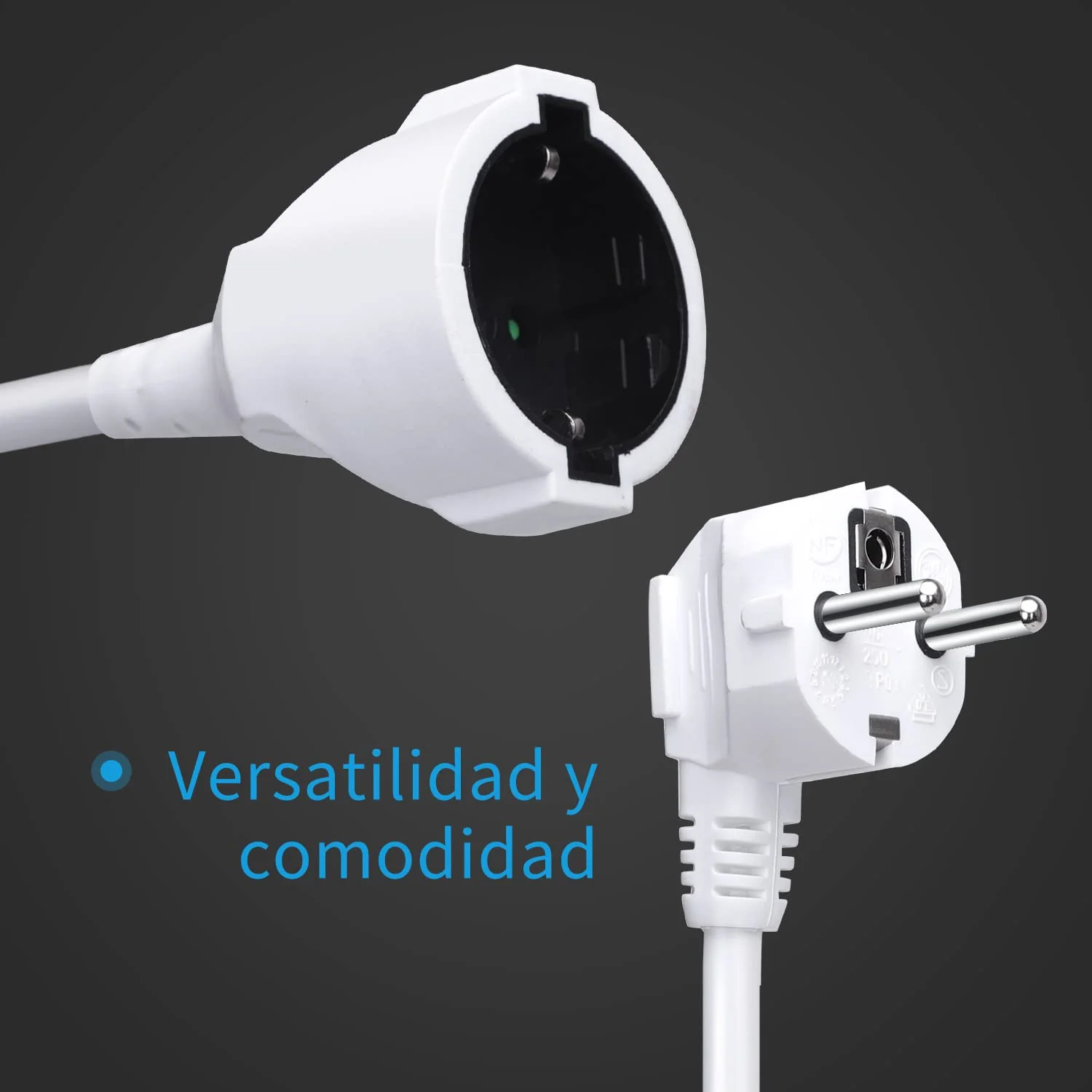 Aigostar Extension Cable 5 m Cable Extensions with Protective Contact Plug Schuko Extension 16 A/250 V White 3g1.5mm²-1 Pcs 5m - Image 3