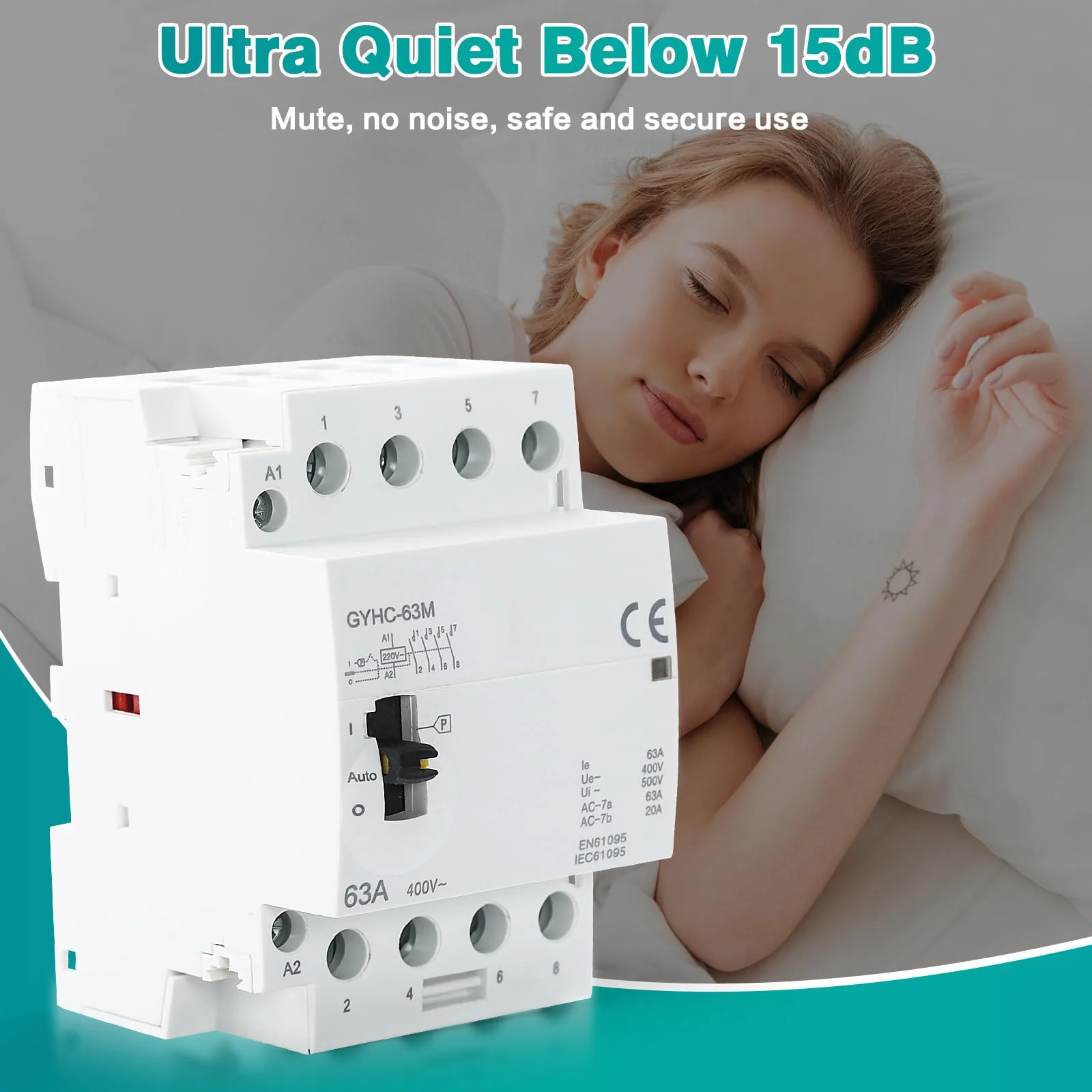 Ailao Contactor 400 V 3 Phase 4 Wire AC Contactor AC Household Contactor 4P 63A 4NO Ultra Quiet and Highly Efficient Flame Retardant DIN Rail Manual Automatic Model - Image 10