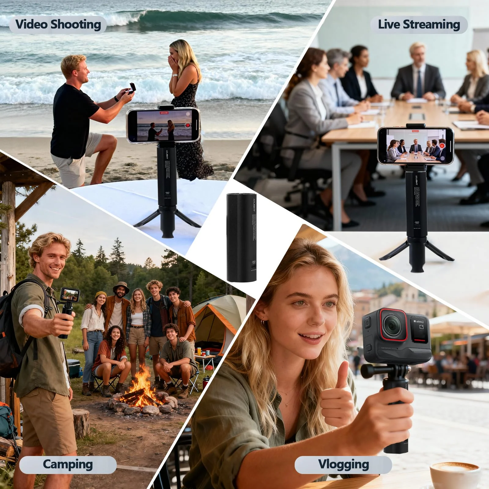Ailight Battery Handle Grip, 5000mAh Extended Power with 20W PD Charging, 1/4" Screw Battery Mount for GoPro Hero 13/12/11/10-5 | Insta360 X5/X4 | DJI Action 6/5 Pro/4 | Canon/Sony DSLR Camera - Black - Image 7