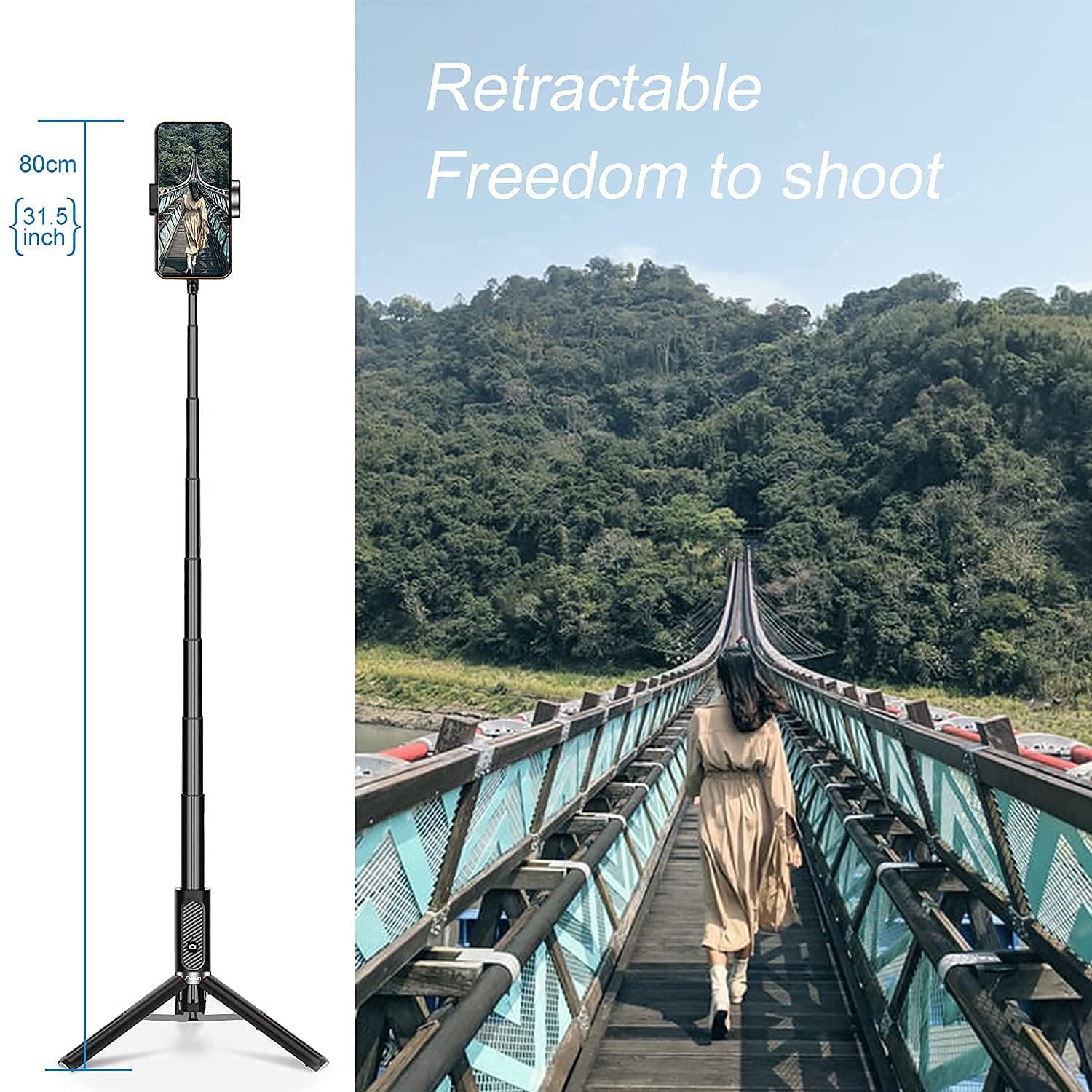 Ailun Selfie Stick Tripod,Extendable Aluminum,3 in 1,Bluetooth Wireless Remote and 360 Rotation Stand Compatible with iPhone 13/12/11/11 Pro/XS Max/XS/XR/X/8/7,and More Smartphones - Image 8