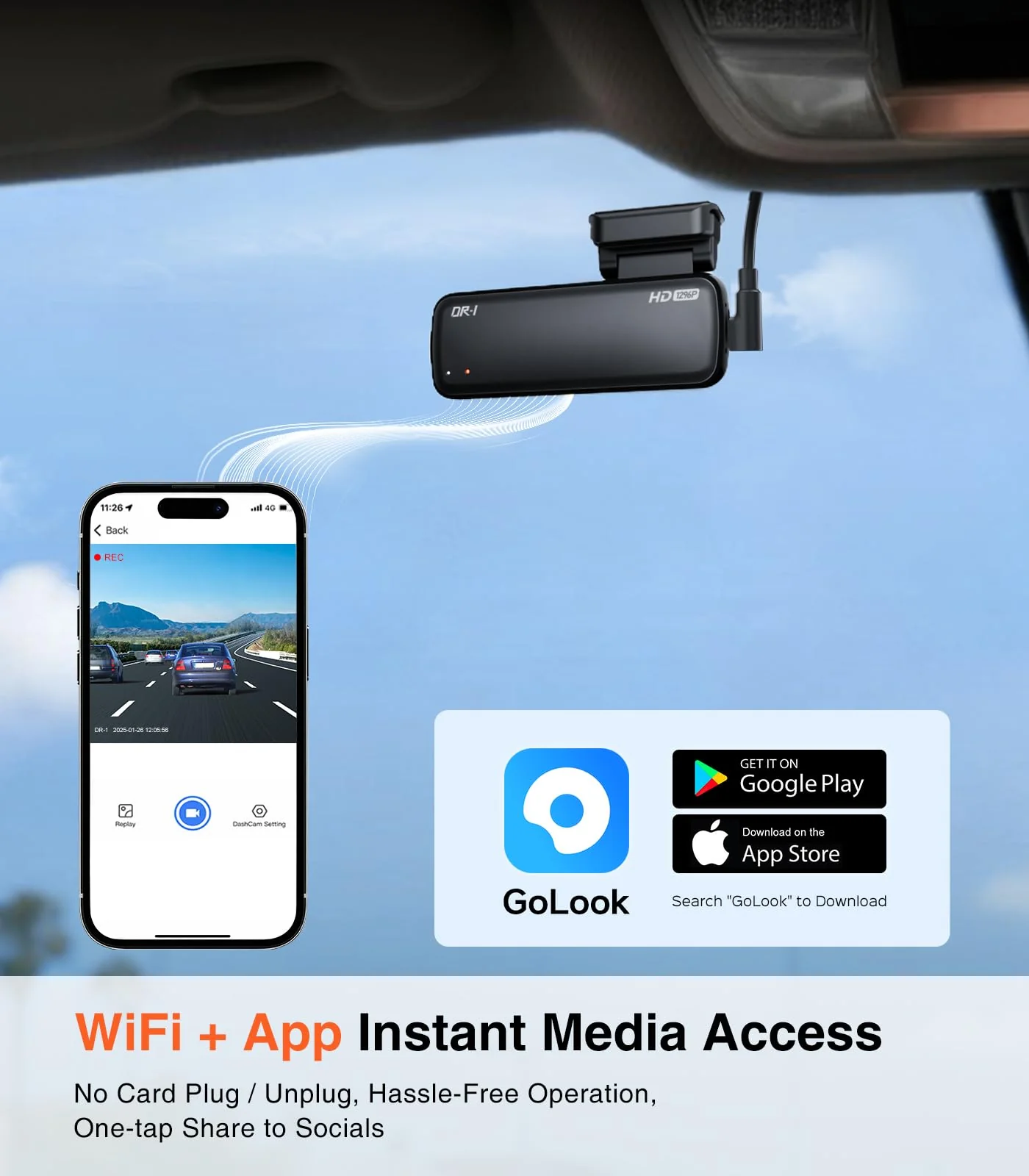AINAVI Front Dashcam for Cars, Mini 2K Dash Camera, Dash Cam Built-in WiFi Wireless with APP Control, Hidden-Style Single Car Camera/WDR/Night Vision/G-Sensor/24H ParkingMode - Image 2