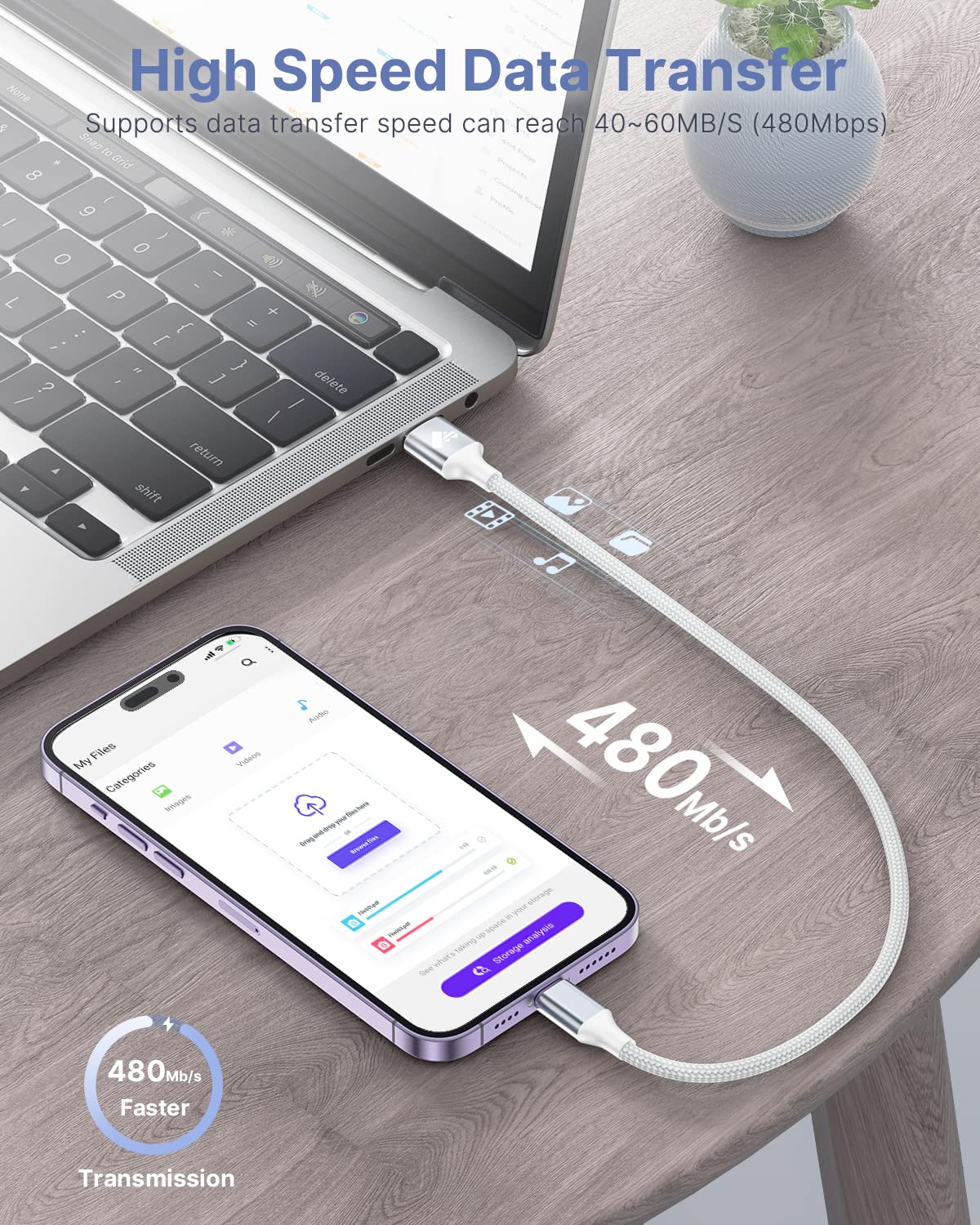 Aioneus Short iPhone Charger Cord 1ft 2Pack, Apple Certified USB A to Lightning Cable 1 Foot Nylon Braided Short iPhone Cable Fast Charging for iPhone 14 13 12 11 Pro Max XR XS 8 7 6 Plus SE White 2 - Image 6