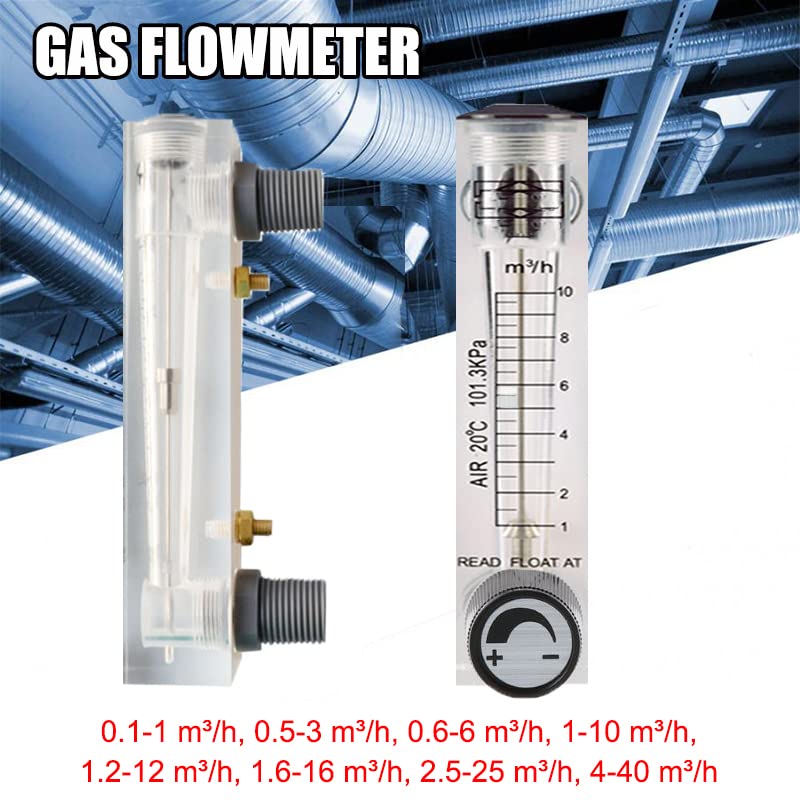 Air Gas Flow Meter, LZM-15T, 1-10 m3/h Flow Meter, Panel Air Gas Flow Type Flowmeter with Adjustable Control Valve for Gas/Oxygen/Air Flow Measurement - Image 2