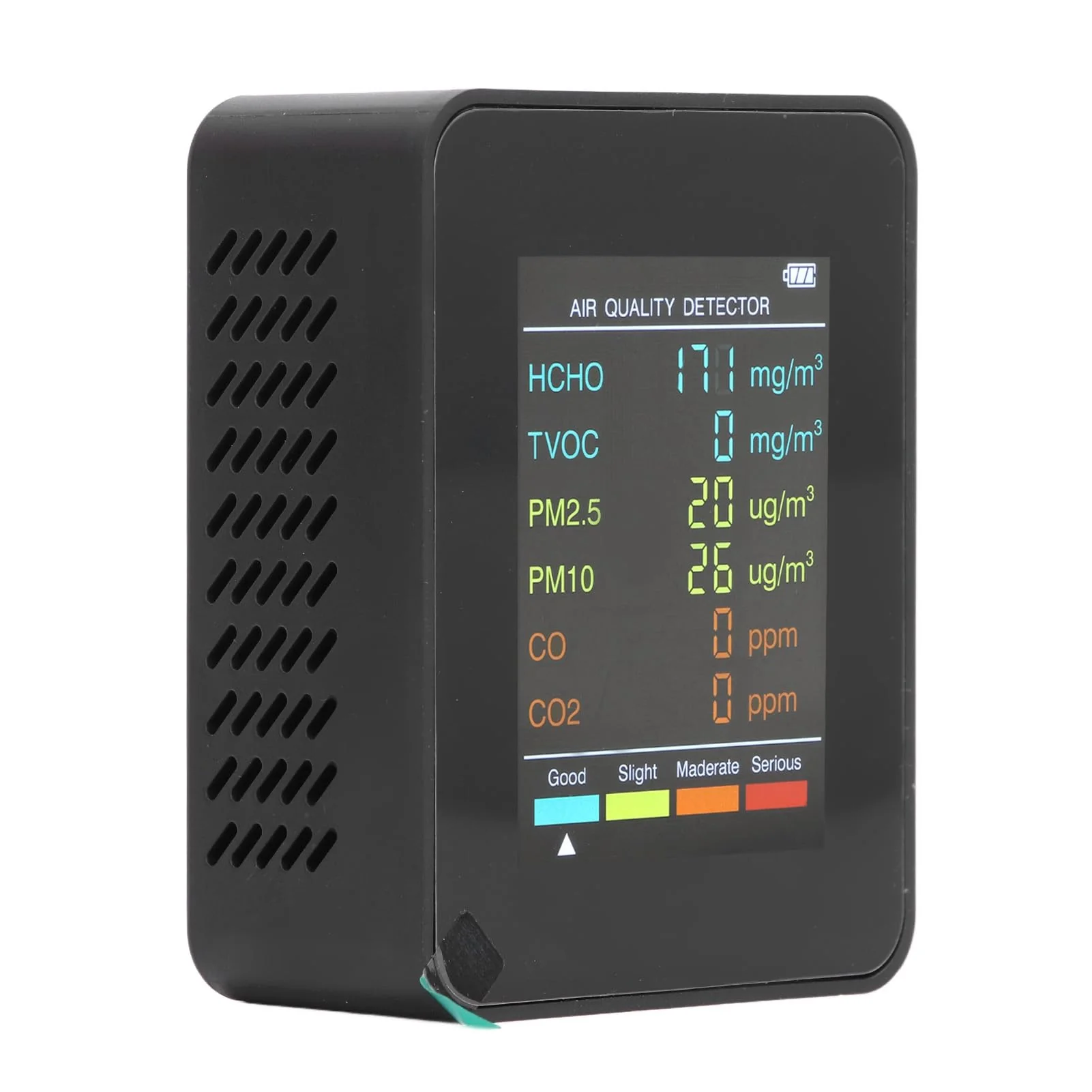 Air Quality Monitor, Portable Rechargeable CO2 Detector with Backlit Display and Alarm for Rooms, Basements, Grow Tents, Offices (Black) BLACK - Image 2