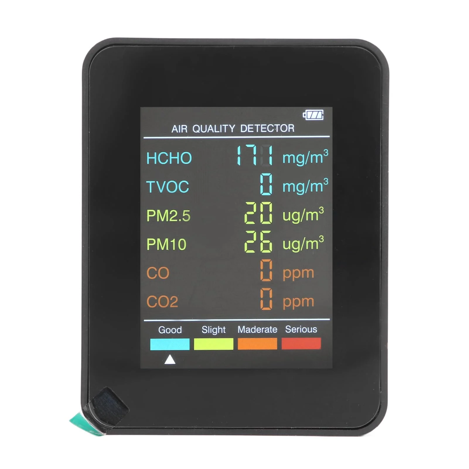 Air Quality Monitor, Portable Rechargeable CO2 Detector with Backlit Display and Alarm for Rooms, Basements, Grow Tents, Offices (Black) BLACK - Image 5