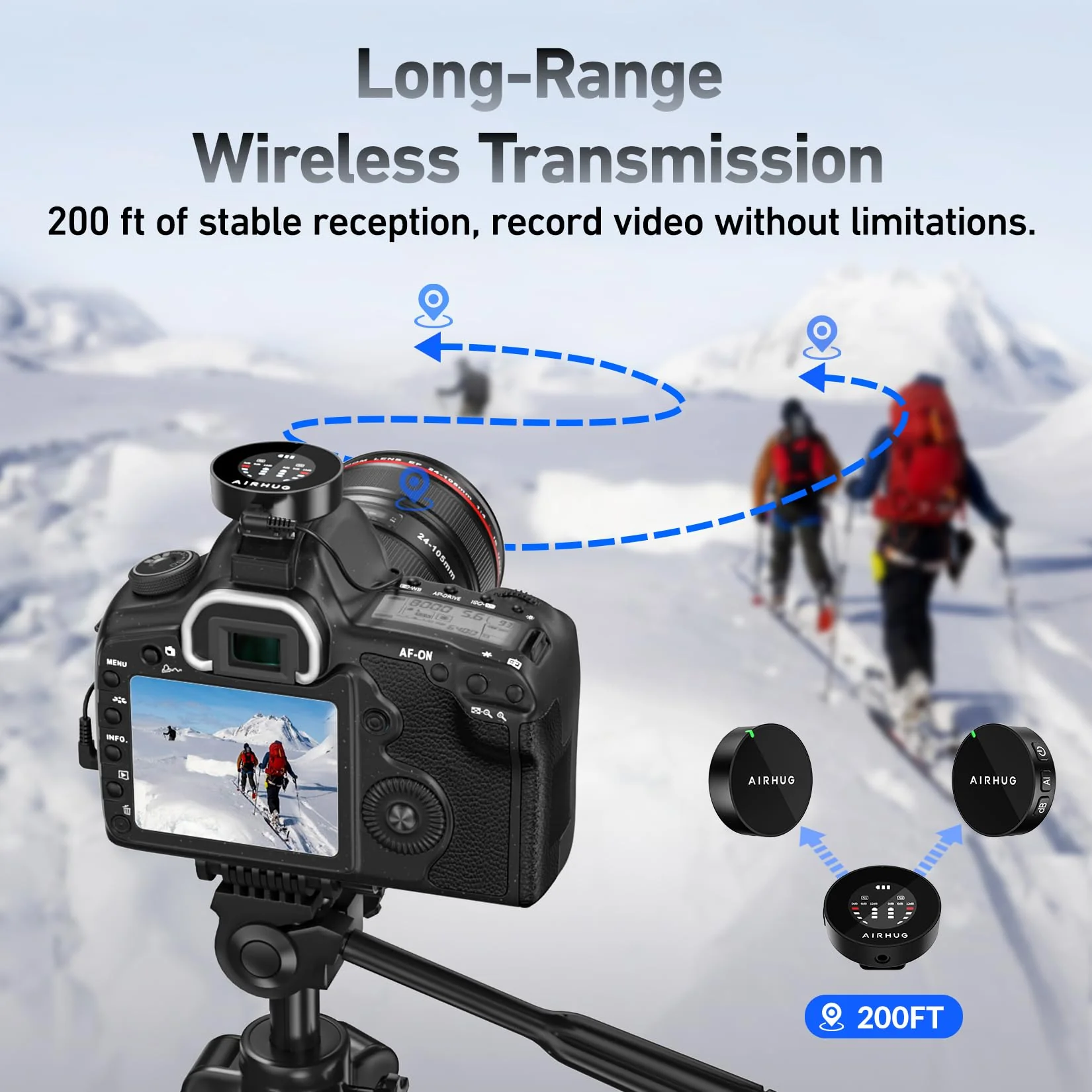 AIRHUG Wireless Lavalier Microphone, AI Noise Cancelling- Cordless Recording Mic with 2 Lavalier Transmitters and 1 Receiver for Camera/iPhone/ipaid, Vlog, Filmmaking, Streaming - Image 8