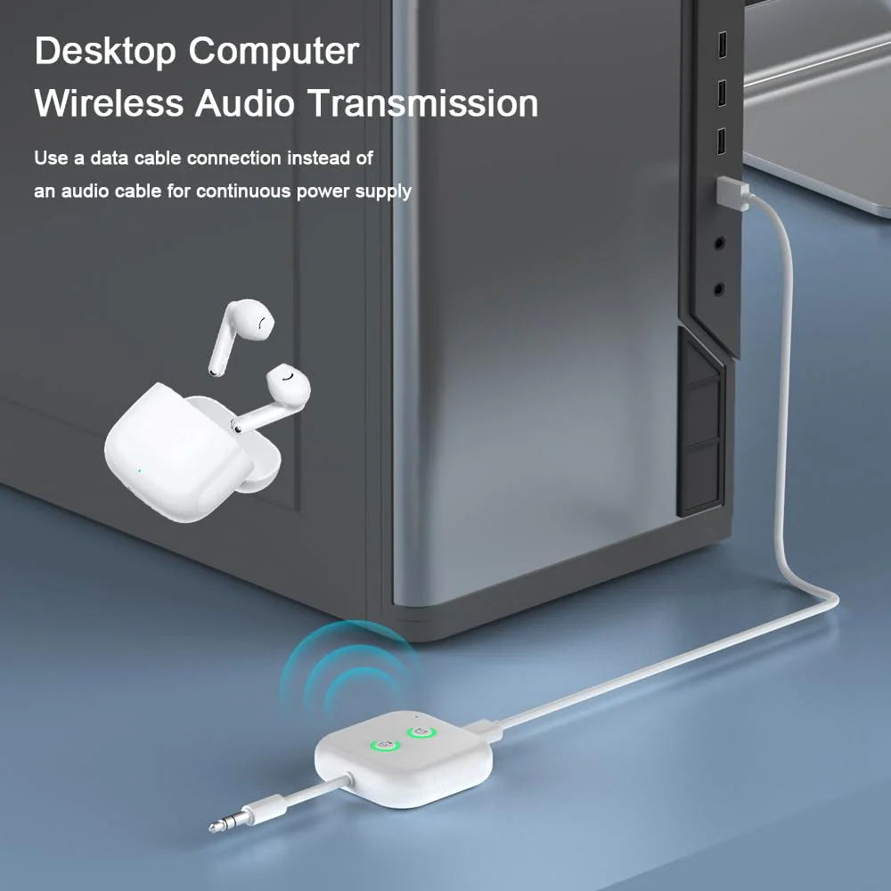 Airplane Bluetooth 5.3 Audio Transmitter Receiver,Supports 2 AirPods or Headphones with All 3.5mm Aux Jacks on Airplanes, Gym Equipment, TVs, & Gaming Consoles ZF-361 - Image 8