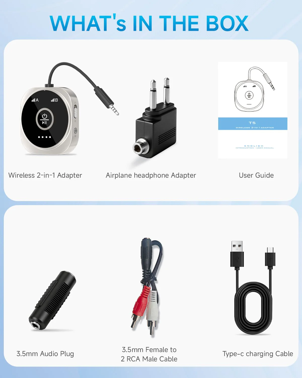 Airplane Bluetooth 5.4 Transmitter Receiver with aptX Low Latency,Supports 2 AirPods or Headphones, 24Hr Playtime, 3.5mm AUX Wireless Audio Adapter for Home Stereo, Travel Flight, Home, Gym Silver - Image 8