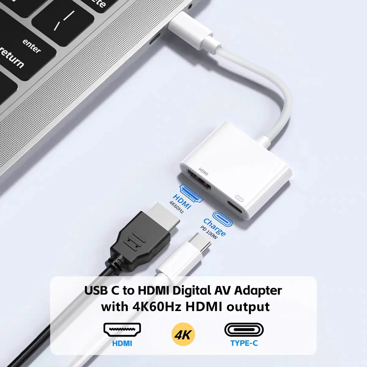 AIRSKY USB C to HDMI Adapter for iPhone 15/16 to TV, Type C Digital AV HDMI Adapter with 100W Fast Charging and 4K@60Hz HDMI Converter, Compatible with iPhone15 iPhone16 MacBook Ipad - Image 3