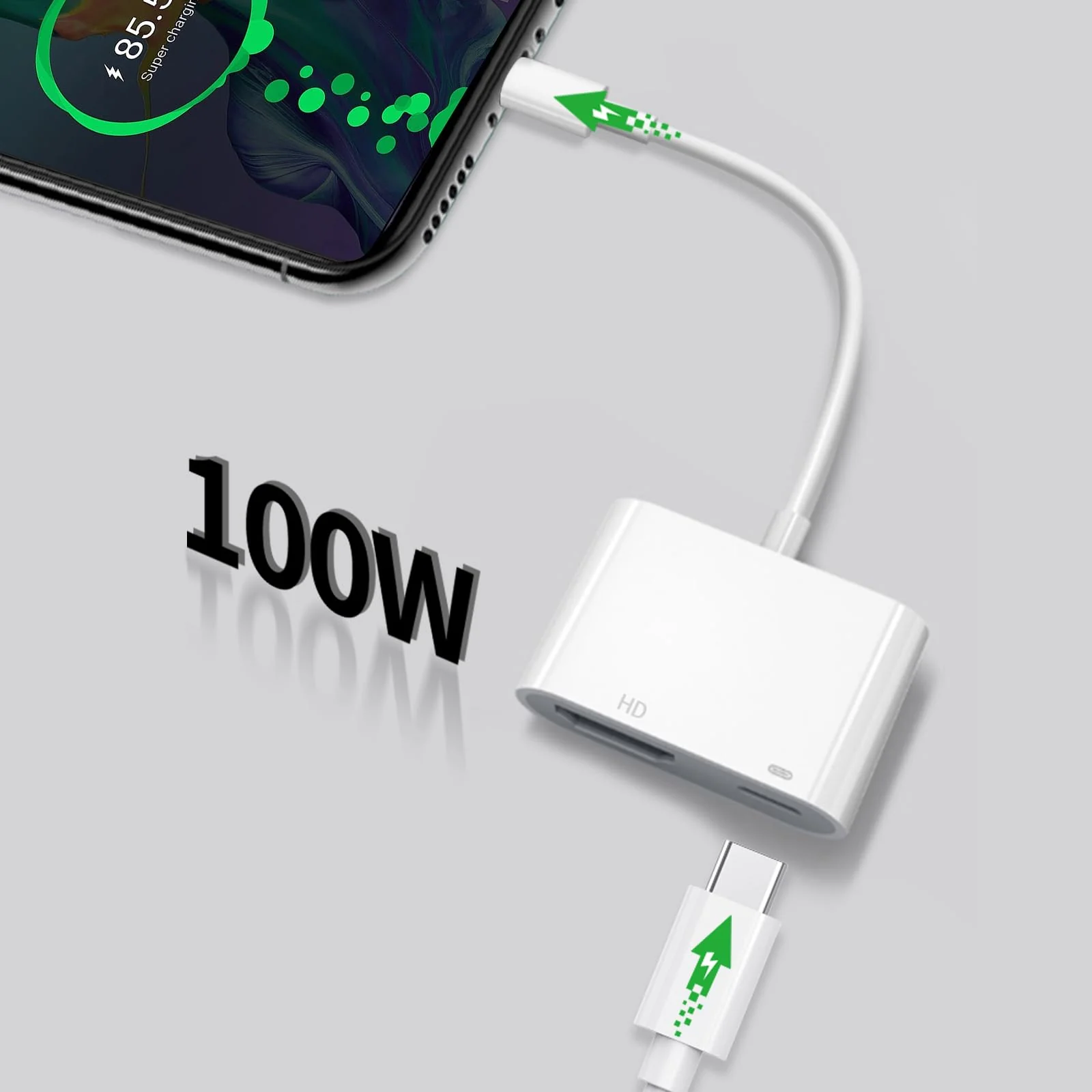 AIRSKY USB C to HDMI Adapter for iPhone 15/16 to TV, Type C Digital AV HDMI Adapter with 100W Fast Charging and 4K@60Hz HDMI Converter, Compatible with iPhone15 iPhone16 MacBook Ipad - Image 4