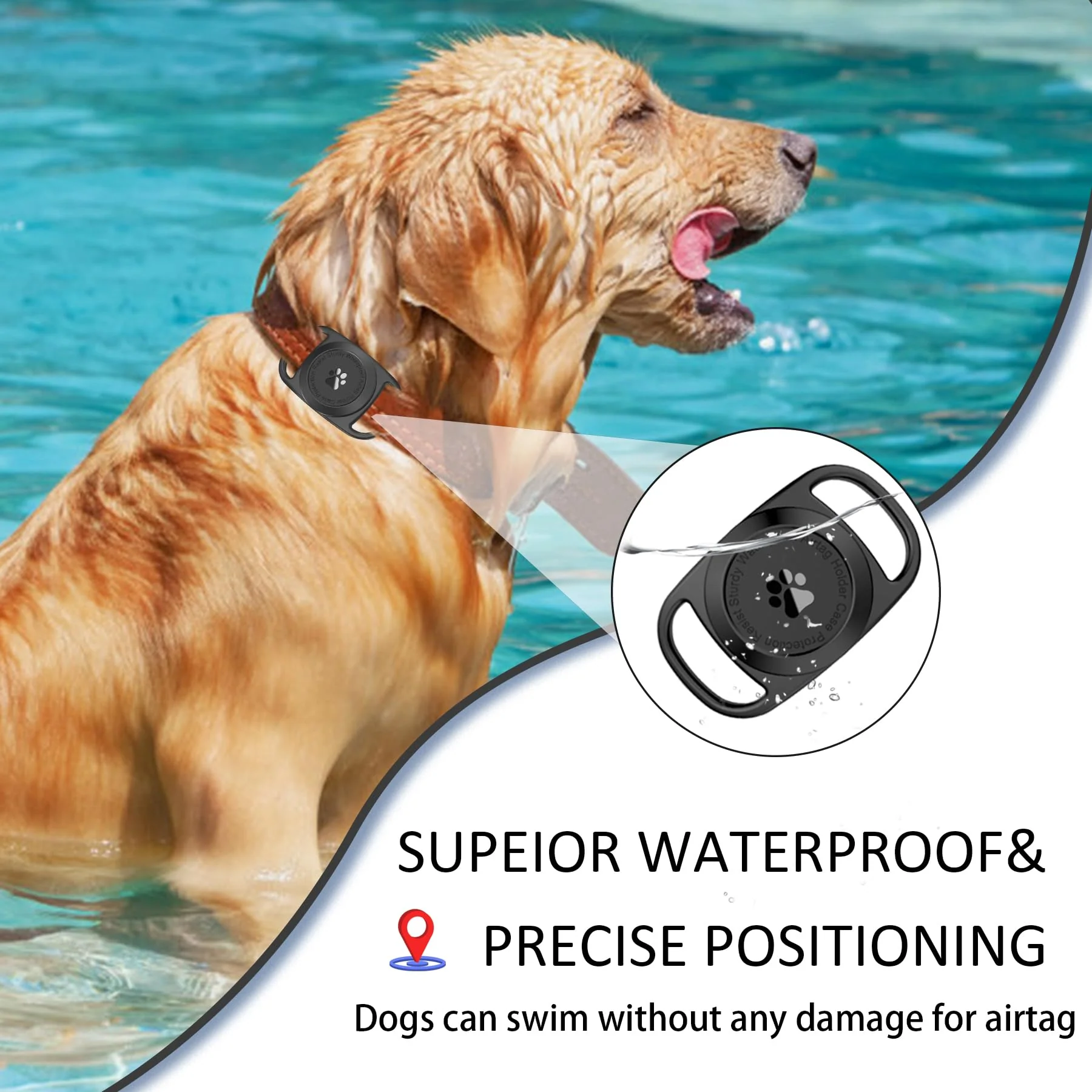 Airtag Dog Collar Holder, [1 Pack] Waterproof Protective Case for Apple AirTag, Durable & Lightweight with Full-Body Protection, Soft Silicone, Black 1 Pack-Black - Image 5