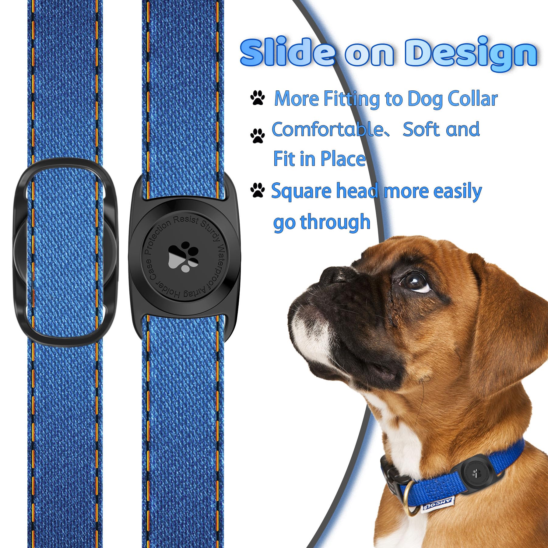Airtag Dog Collar Holder, [1 Pack] Waterproof Protective Case for Apple AirTag, Durable & Lightweight with Full-Body Protection, Soft Silicone, Black 1 Pack-Black - Image 6
