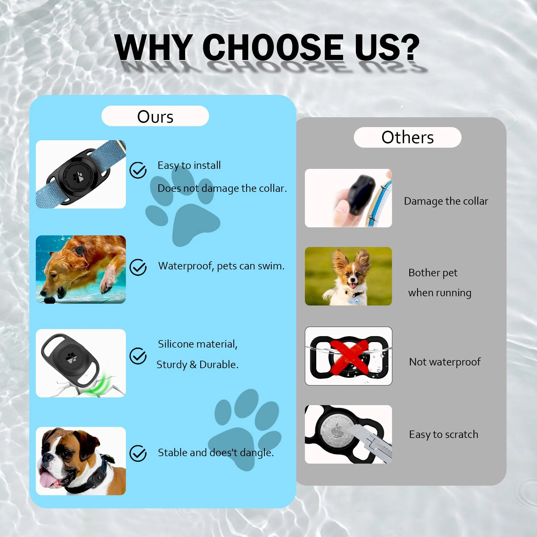 Airtag Dog Collar Holder, [1 Pack] Waterproof Protective Case for Apple AirTag, Durable & Lightweight with Full-Body Protection, Soft Silicone, Black 1 Pack-Black - Image 7