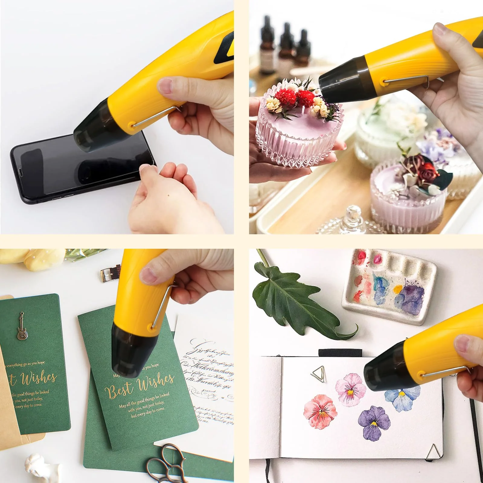 AIUNAOM Mini Heat Gun 500 W Handheld Hot Air Blower 2 Temperature Settings (270°C / 450℃) Portable Hot Air Gun with Overheating Protection Suitable for Crafts, DIY, Shrink Packaging, Embossing - Image 6