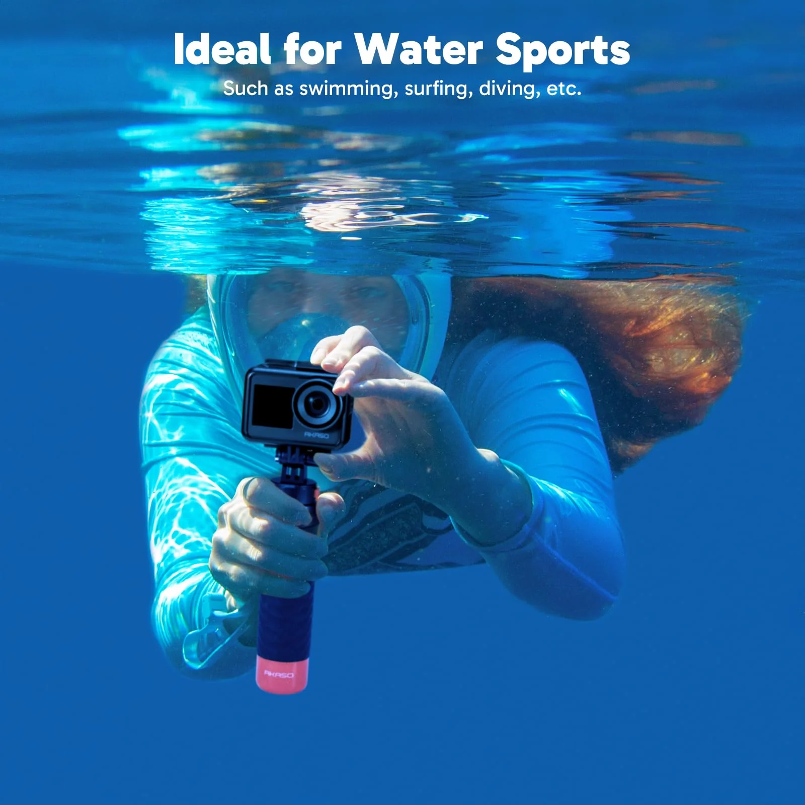 AKASO Waterproof Floating Hand Grip Compatible with AKASO Action Camera EK7000/Brave 4/Brave 7 LE/Brave 7/Gogro Hero12/11/10/ 9/Max/DJI Osmo Action, Handle Mount Accessories for Water Sports, Black - Image 5