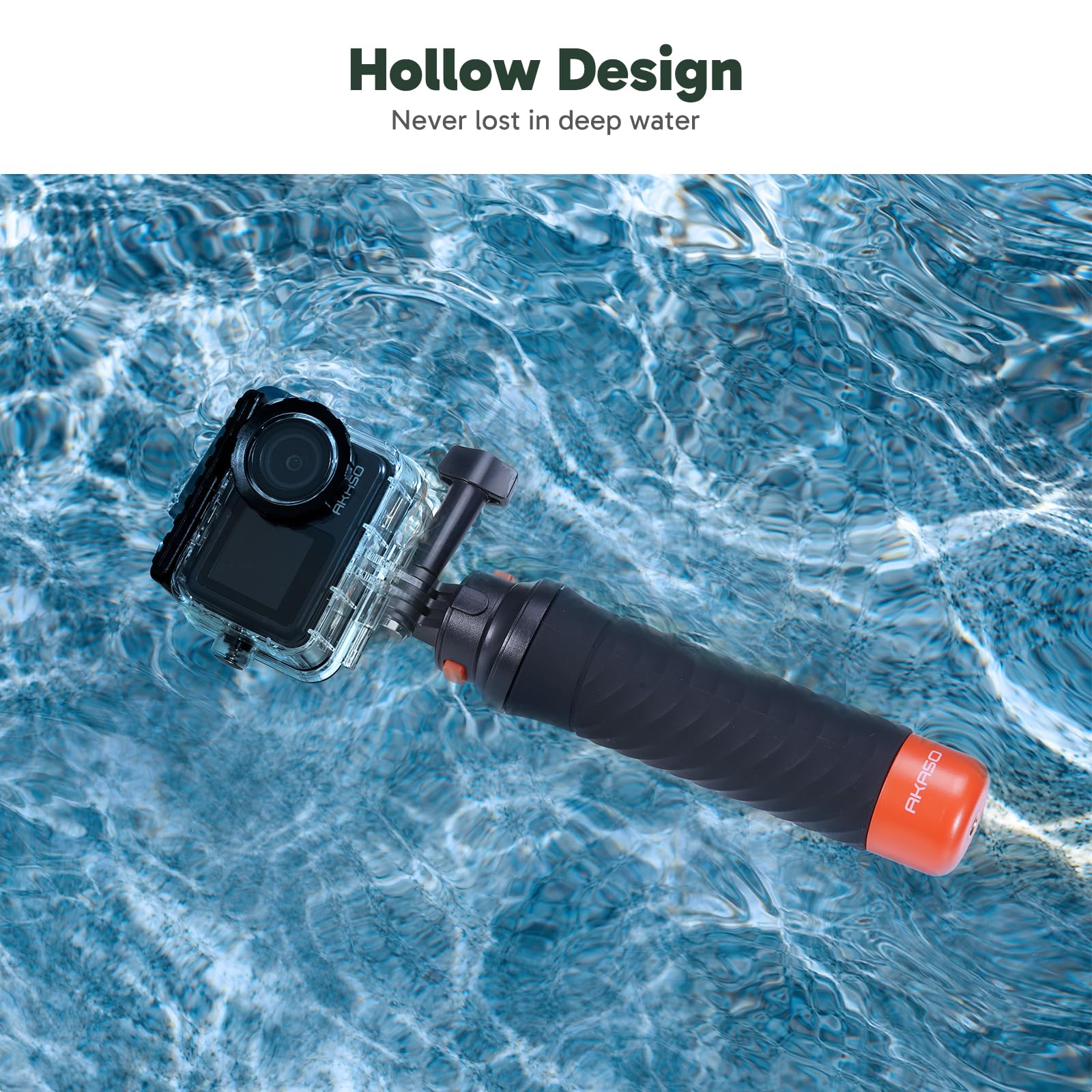 AKASO Waterproof Floating Hand Grip Compatible with AKASO Action Camera EK7000/Brave 4/Brave 7 LE/Brave 7/Gogro Hero12/11/10/ 9/Max/DJI Osmo Action, Handle Mount Accessories for Water Sports, Black - Image 6