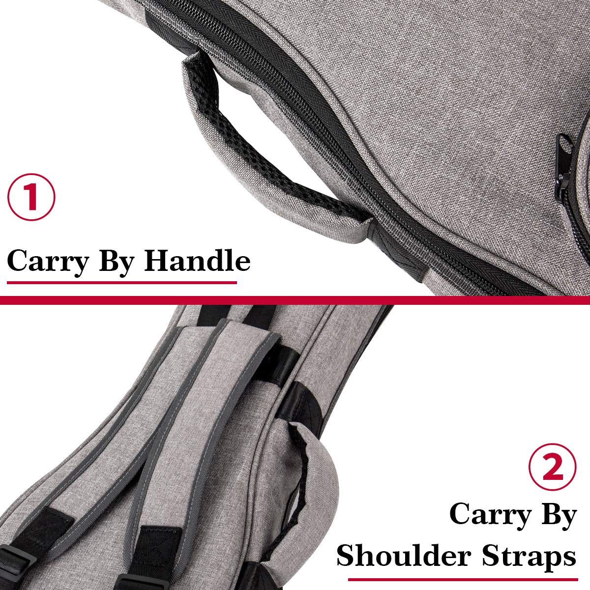 AKLOT 32 inch Gig Bag Carry Handle Case for 30＂ Baritone Ukulele 32" Bass Ukulele Guitalele 12MM Thick Padding with Humidifier 30"/32" Bag - Image 2