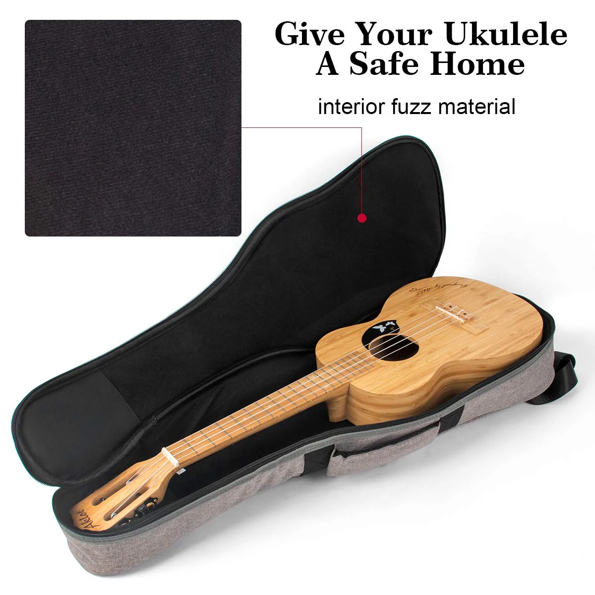 AKLOT 32 inch Gig Bag Carry Handle Case for 30＂ Baritone Ukulele 32" Bass Ukulele Guitalele 12MM Thick Padding with Humidifier 30"/32" Bag - Image 4