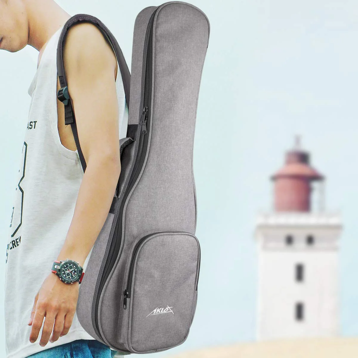 AKLOT 32 inch Gig Bag Carry Handle Case for 30＂ Baritone Ukulele 32" Bass Ukulele Guitalele 12MM Thick Padding with Humidifier 30"/32" Bag - Image 9
