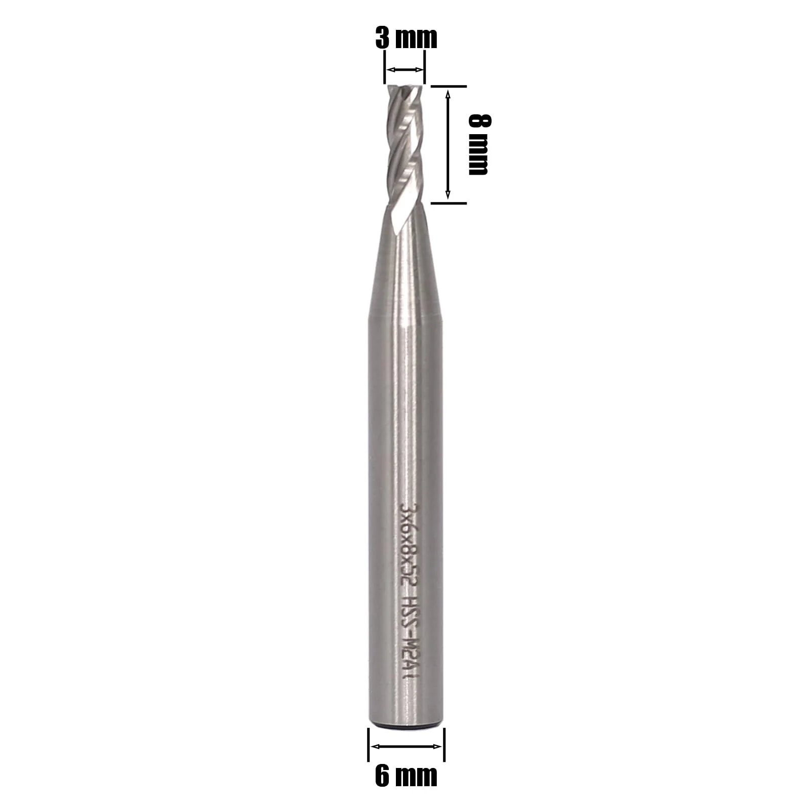 AKYLIN CNC End Mill 6 mm Shank Diameter 3 mm 4 Flutes End Mill Metal HSS Spiral Cutter for Aluminium, Wood, etc. 6x3x8mm - Image 2
