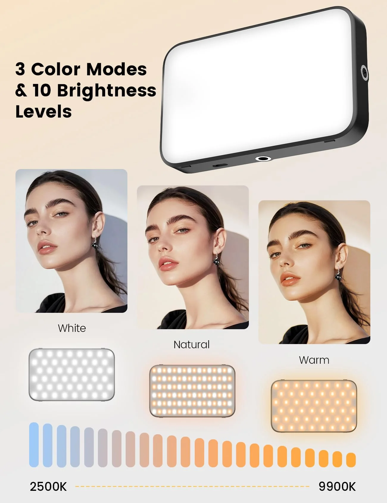 AL96 Phone Light, 96 LED Selfie Light with Soft Diffuser, Stepless Color Temperature and Brightness Adjustment Rechargeable Clip Light for Selfie, Video Conference, TikTok, Vlog - Image 6