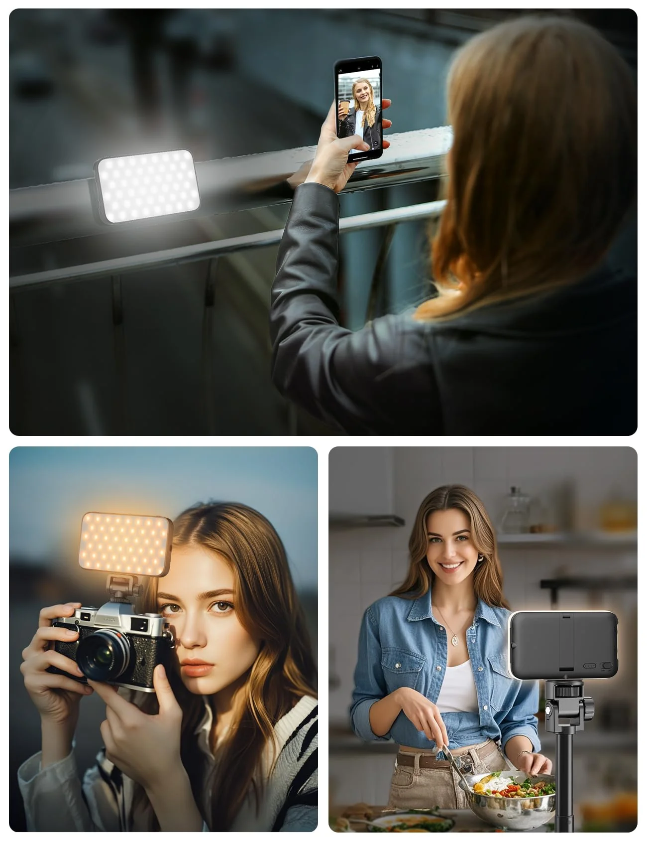 AL96 Phone Light, 96 LED Selfie Light with Soft Diffuser, Stepless Color Temperature and Brightness Adjustment Rechargeable Clip Light for Selfie, Video Conference, TikTok, Vlog - Image 8