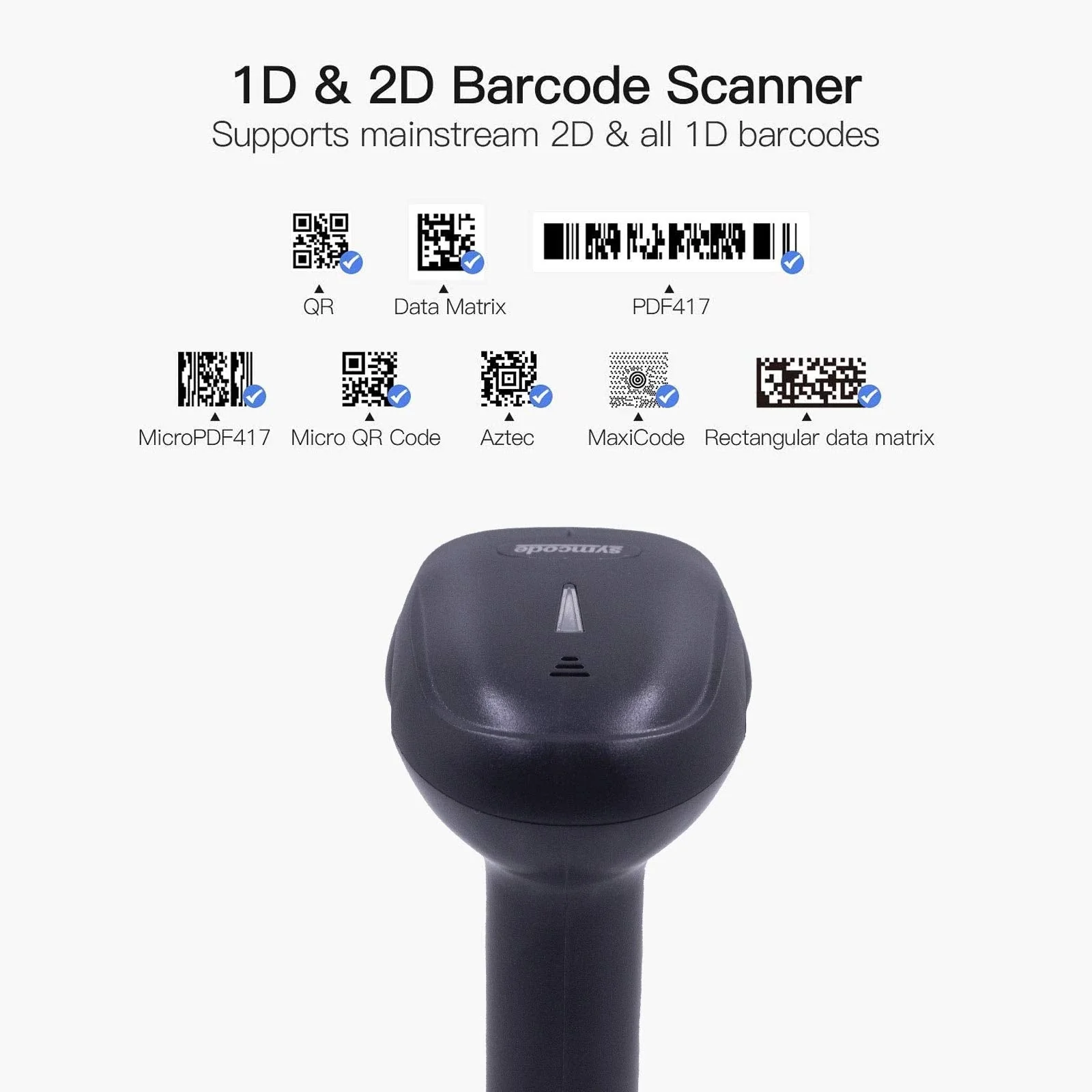 Alacrity 1D 2D Barcode Scanner with Adjustable Stand Handheld Handsfree USB QR Barcode Reader Wired Plug and Play Automatic Scanning Available CMOS Image Bar Code Reader 2D with Stand USB - Image 2