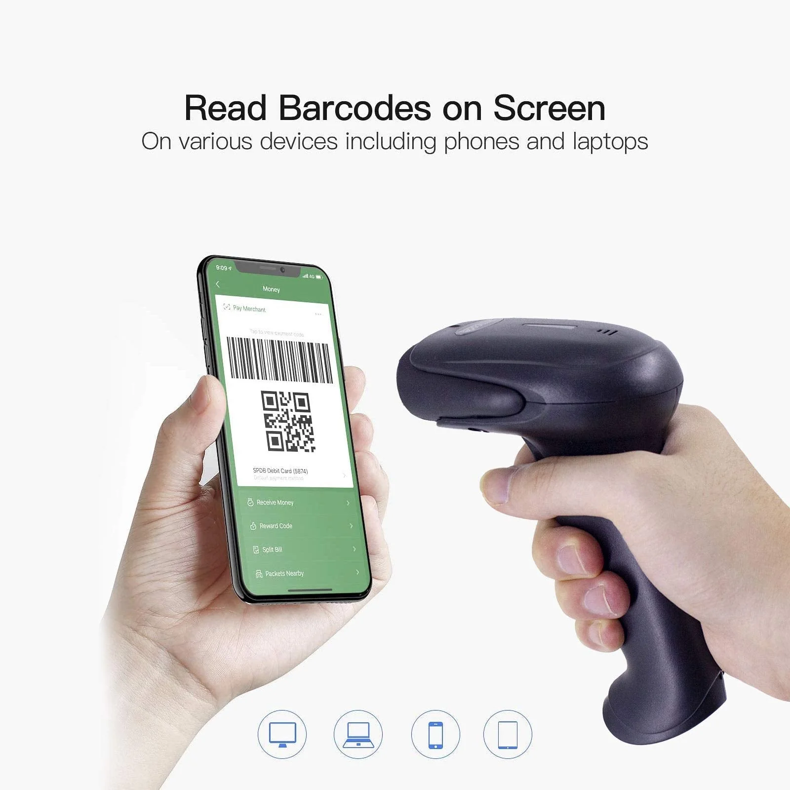 Alacrity 1D 2D Barcode Scanner with Adjustable Stand Handheld Handsfree USB QR Barcode Reader Wired Plug and Play Automatic Scanning Available CMOS Image Bar Code Reader 2D with Stand USB - Image 5