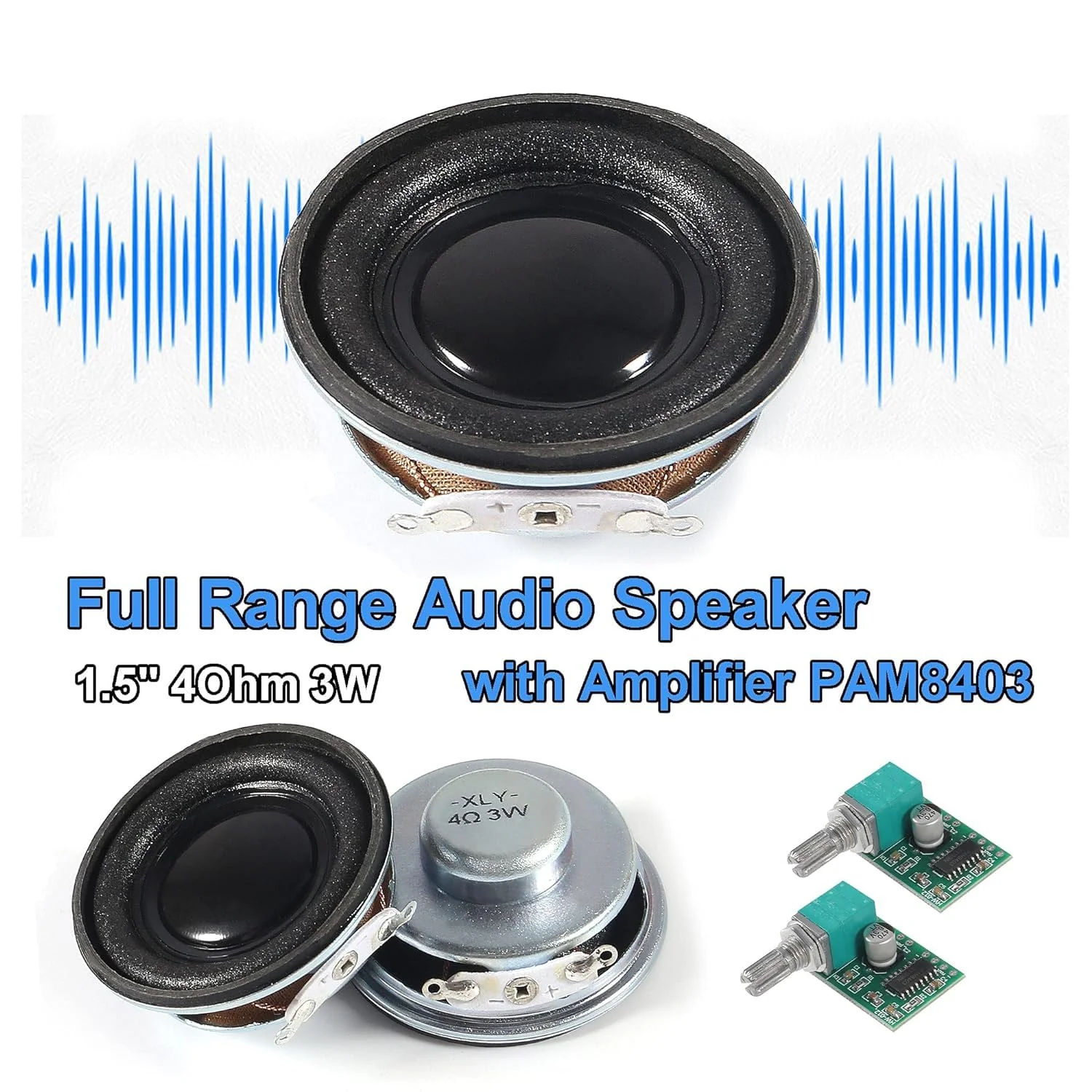 ALAMSCN 2 x 1.5 inch 4 Ohm 3 W loudspeaker audio speaker mini speaker + 2 x PAM8403 digital audio amplifier board module 2pcs 1.5"+PAM8403 - Image 2